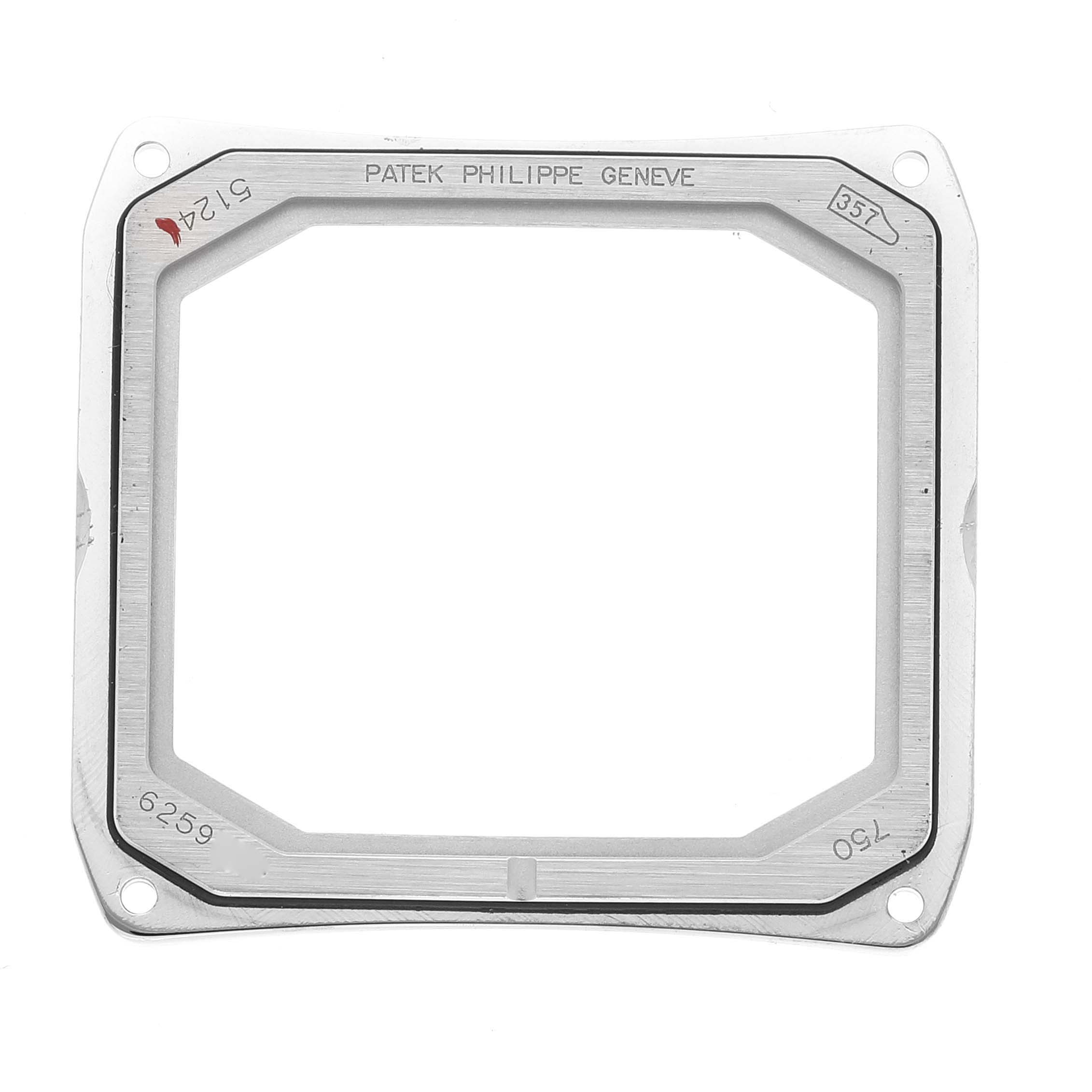 The image shows a rectangular watch bezel for the Patek Philippe Gondolo 5124G Men's White Gold Blue Dial 5124G Men's White Gold Blue Dial model, viewed from the top.