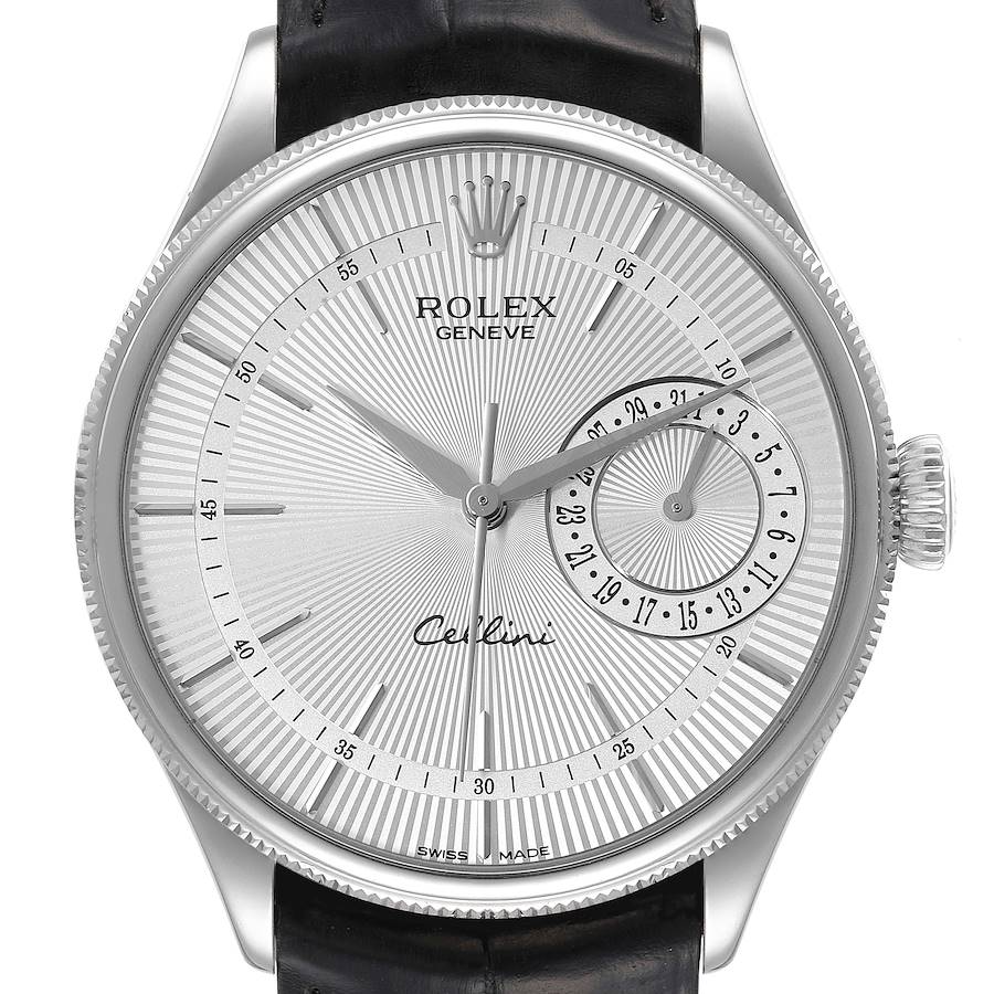 Rolex Cellini Date 18K White Gold Silver Dial Automatic Mens Watch 50519 SwissWatchExpo