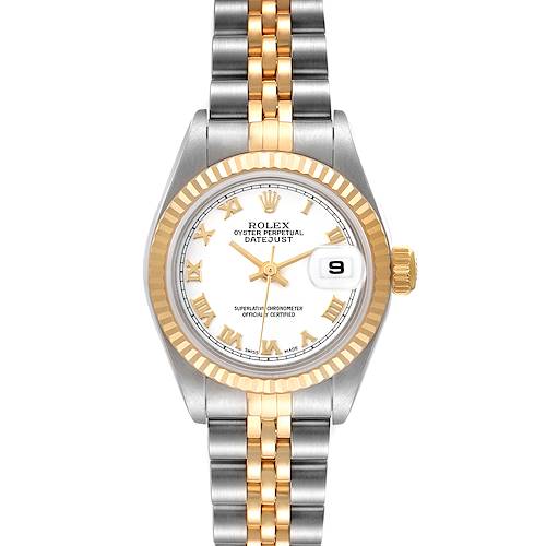 Photo of Rolex Datejust 26 Steel Yellow Gold White Roman Dial Ladies Watch 79173