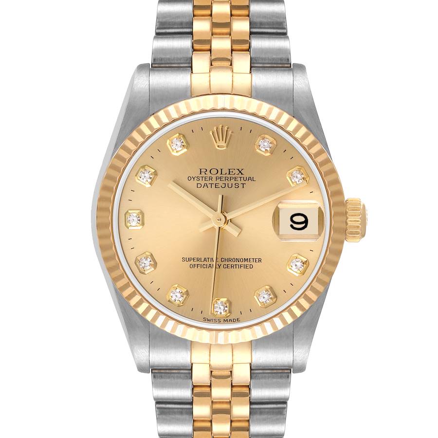 Rolex Datejust Midsize Steel Yellow Gold Diamond Ladies Watch 78273 SwissWatchExpo