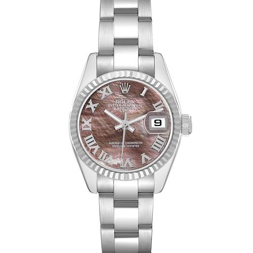 Photo of Rolex Datejust Steel White Gold Mother of Pearl Ladies Watch 179174 Box Cards