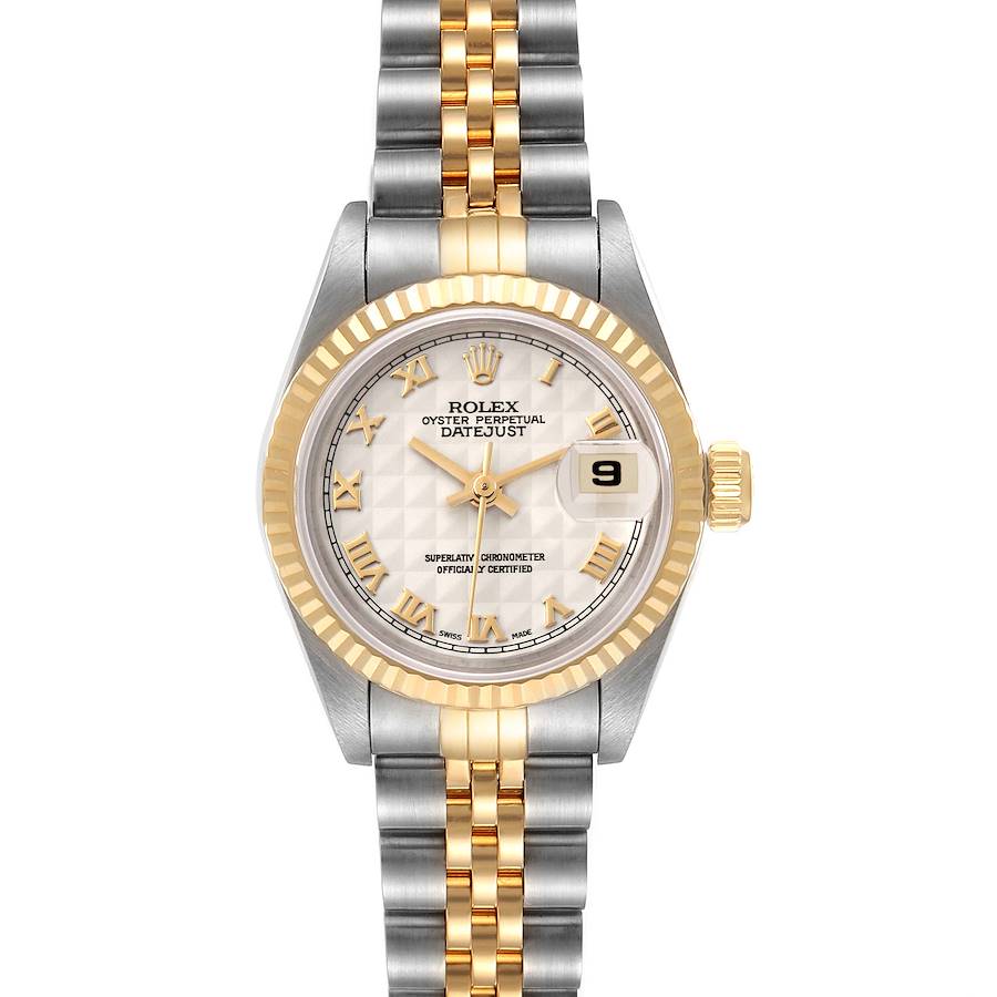 Rolex Datejust Steel Yellow Gold Ivory Pyramid Dial Ladies Watch 69173 SwissWatchExpo