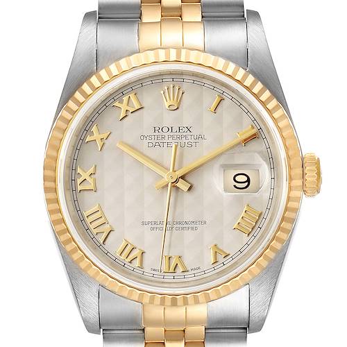 Photo of NOT FOR SALE Rolex Datejust Steel Yellow Gold Pyramid Roman Dial Mens Watch 16233 PARTIAL PAYMENT