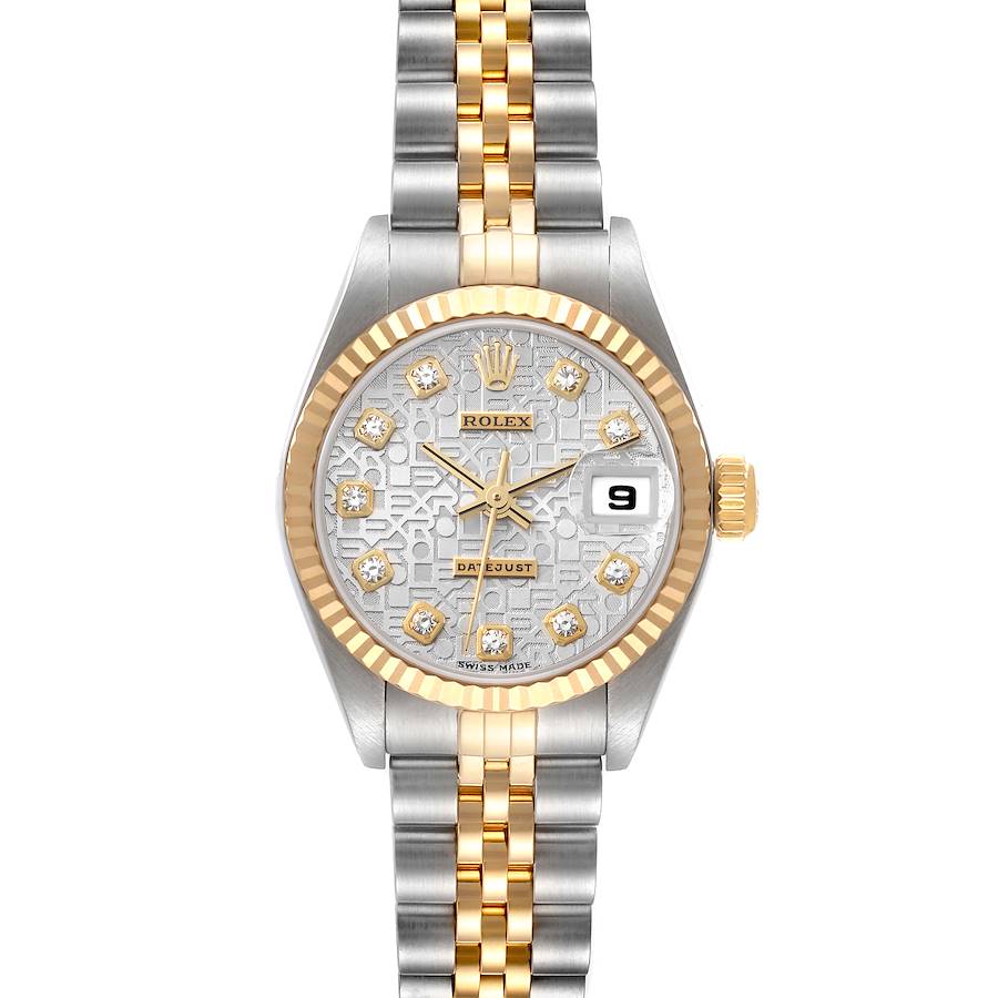 NOT FOR SALE Rolex Datejust Steel Yellow Gold Silver Anniversary Diamond Dial Watch 79173 ADD TWO LINKS SwissWatchExpo