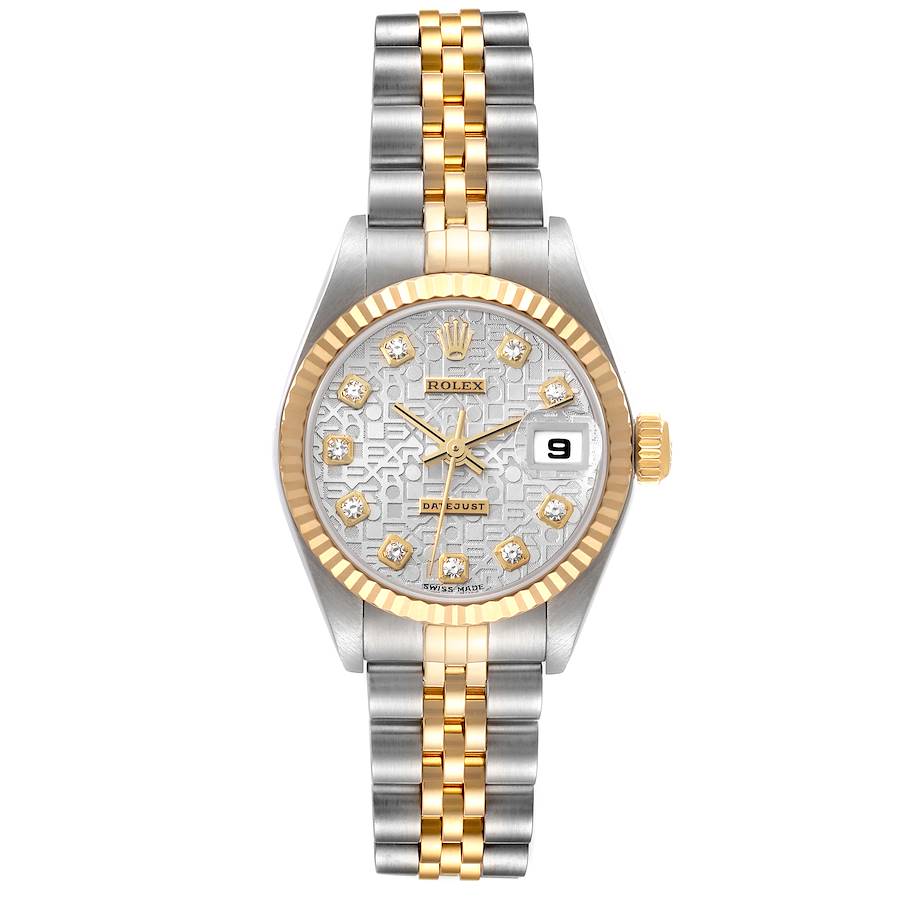 NOT FOR SALE Rolex Datejust Steel Yellow Gold Silver Anniversary Diamond Dial Watch 79173 ADD TWO LINKS SwissWatchExpo