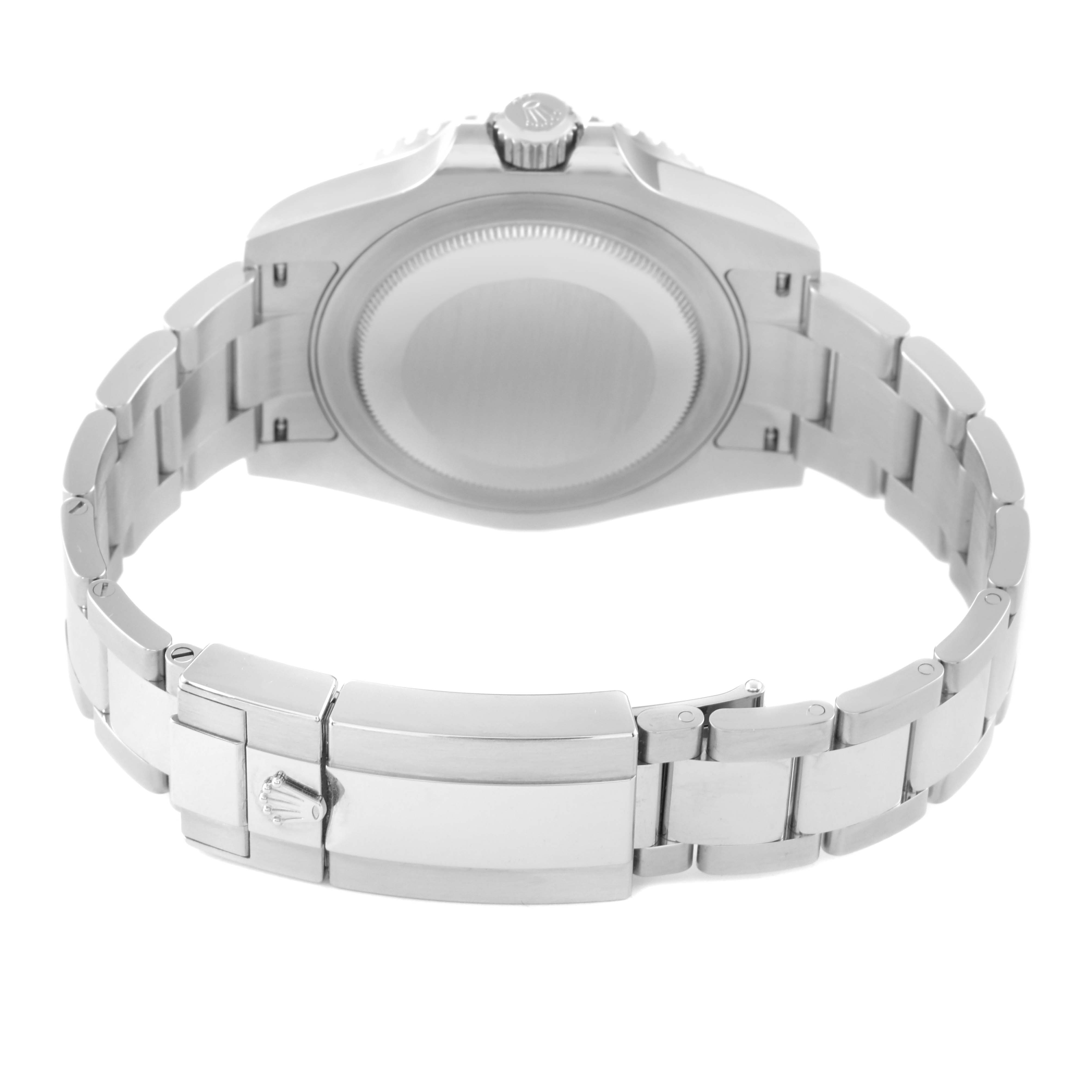 The image displays the back view of a Rolex GMT-Master 126710 Men's Stainless Steel Black Dial 126710 Men's Stainless Steel Black Dial watch, highlighting the case, crown, and bracelet.