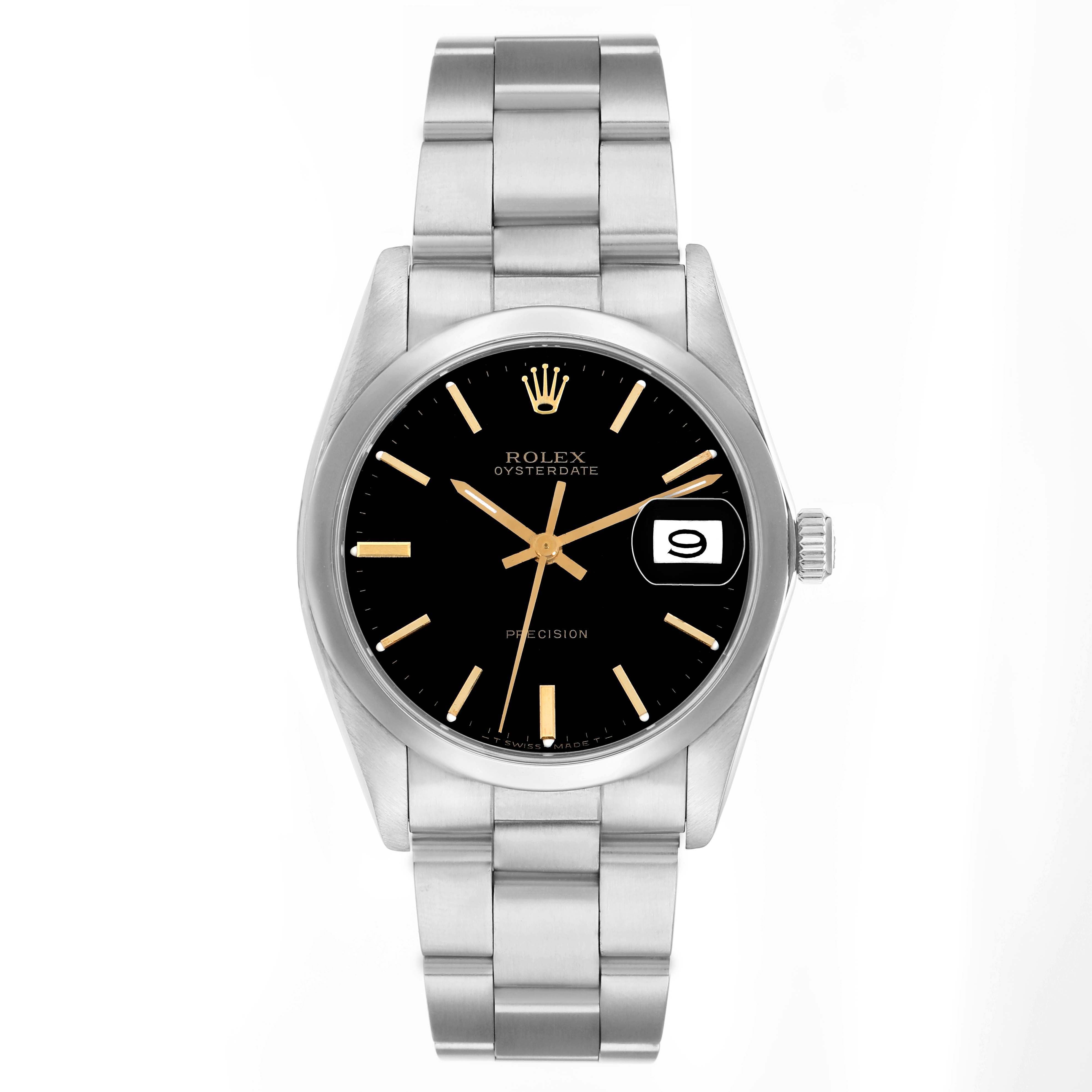 The Rolex Vintage Collection 6694 Men
s Stainless Steel Black Dial watch is shown from the front, displaying the dial, case, bracelet, and crown.