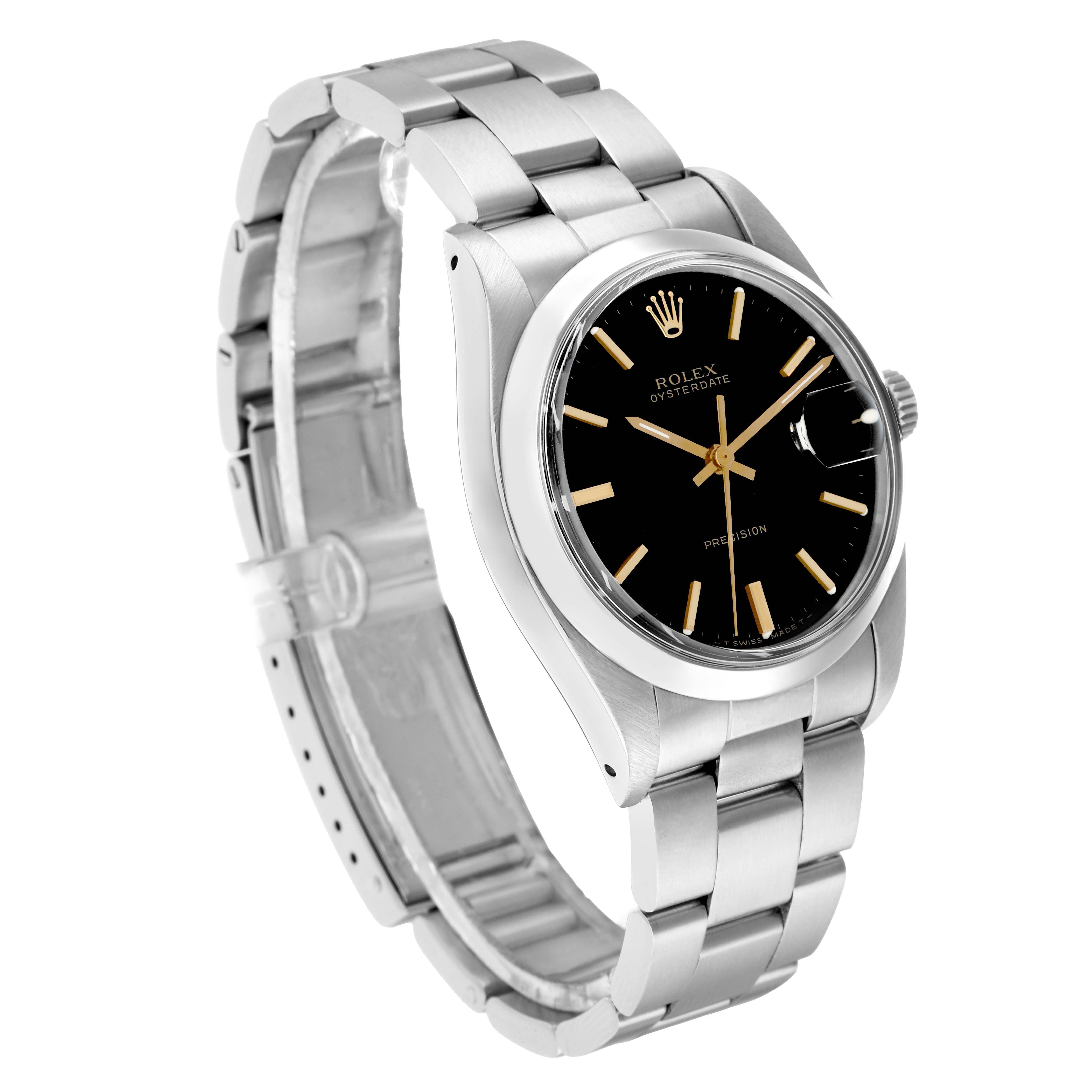 The Rolex Vintage Collection 6694 Men
s Stainless Steel Black Dial watch is shown at a three-quarter angle highlighting the face, bezel, and part of the bracelet.