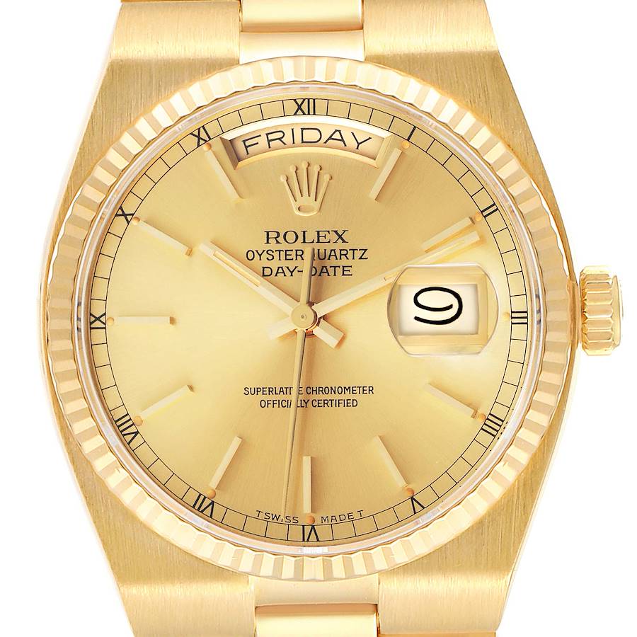 Rolex Oysterquartz President Day-Date Yellow Gold Mens Watch 19018 SwissWatchExpo