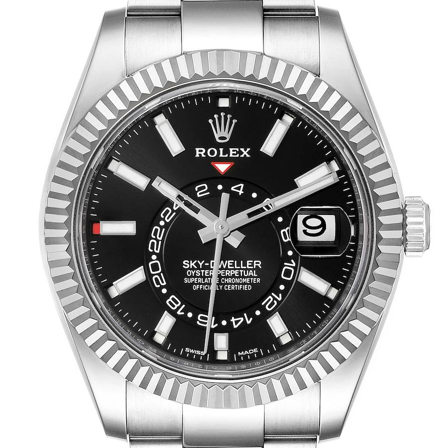 Rolex Sky-Dweller Black Dial Steel White Gold Mens Watch 326934 SwissWatchExpo