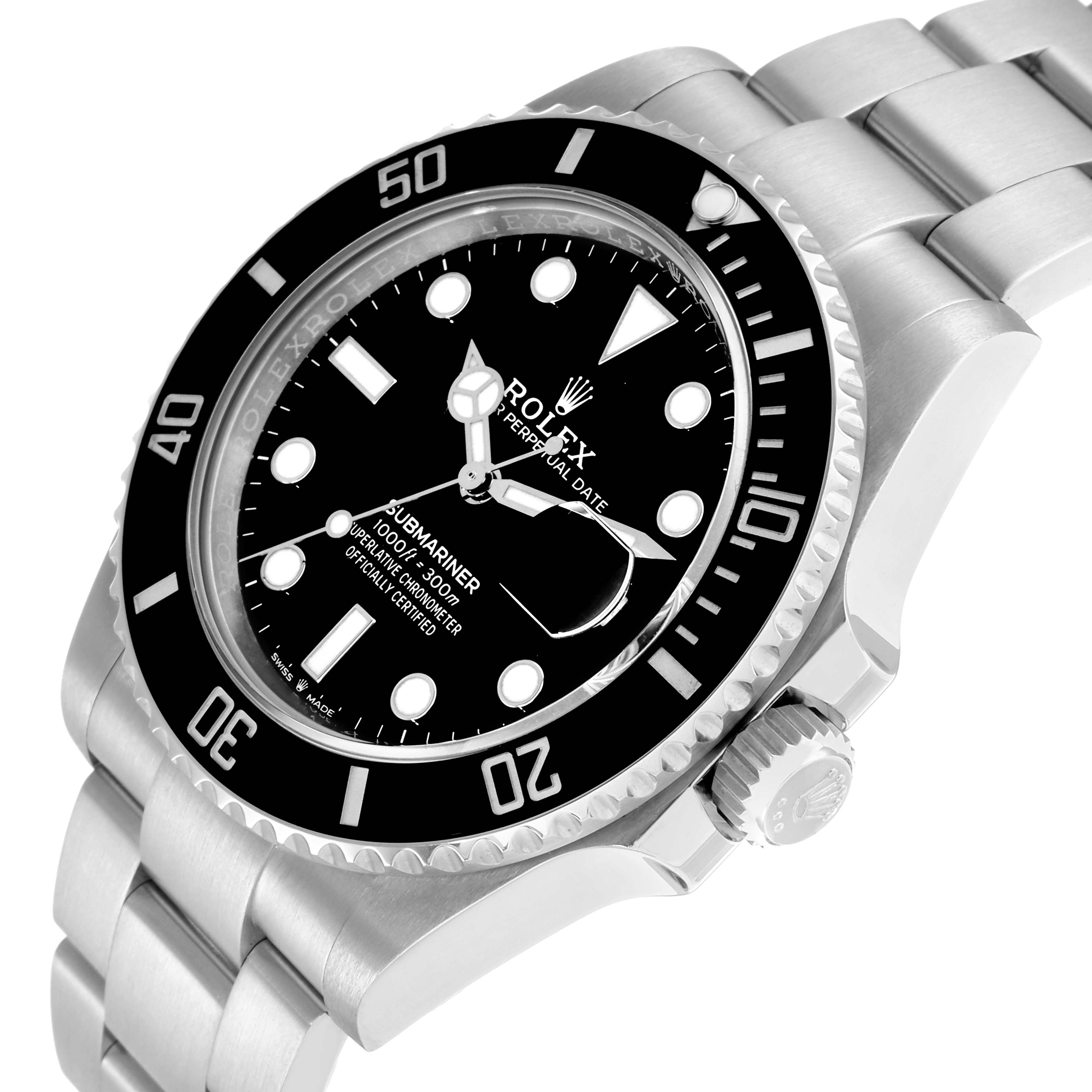 The Rolex Submariner 126610 Men
s Stainless Steel Black Dial watch is shown at a slight angle, highlighting the bezel, dial, and part of the bracelet.