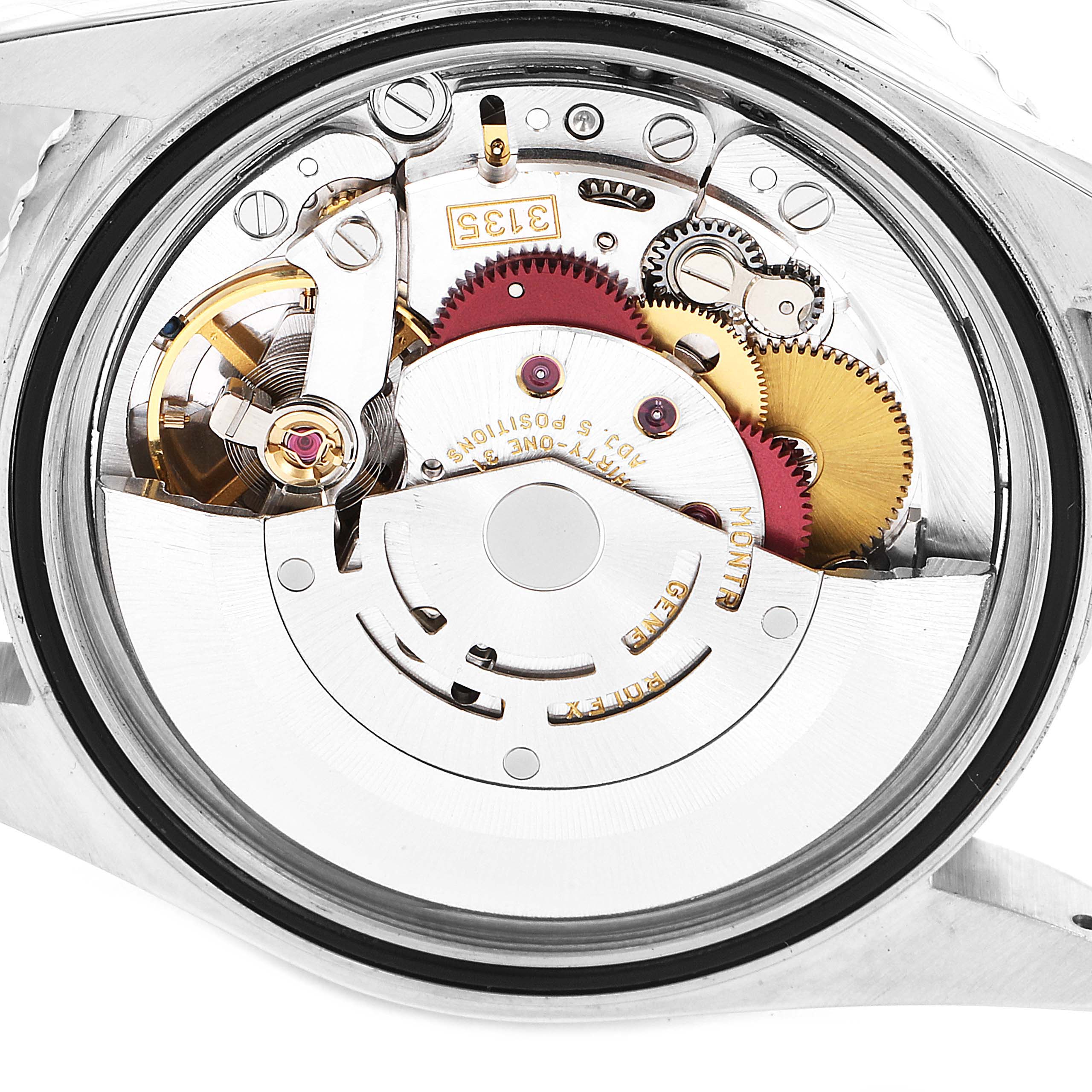 This image shows the internal mechanical components and movement of a Rolex Turn-o-Graph 16264 Men's Stainless Steel Black Dial 16264 Men's Stainless Steel Black Dial watch from a back angle.