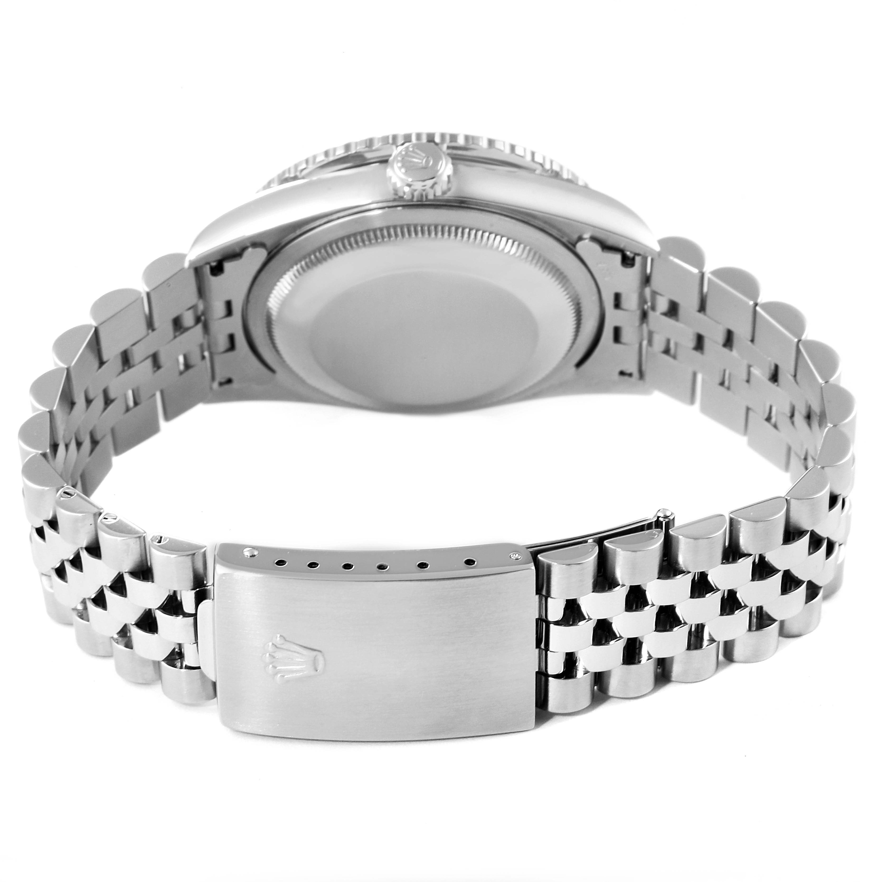 The image shows the back case and bracelet clasp of a Rolex Turn-o-Graph 16264 Men's Stainless Steel Black Dial 16264 Men's Stainless Steel Black Dial watch from a rear angle.