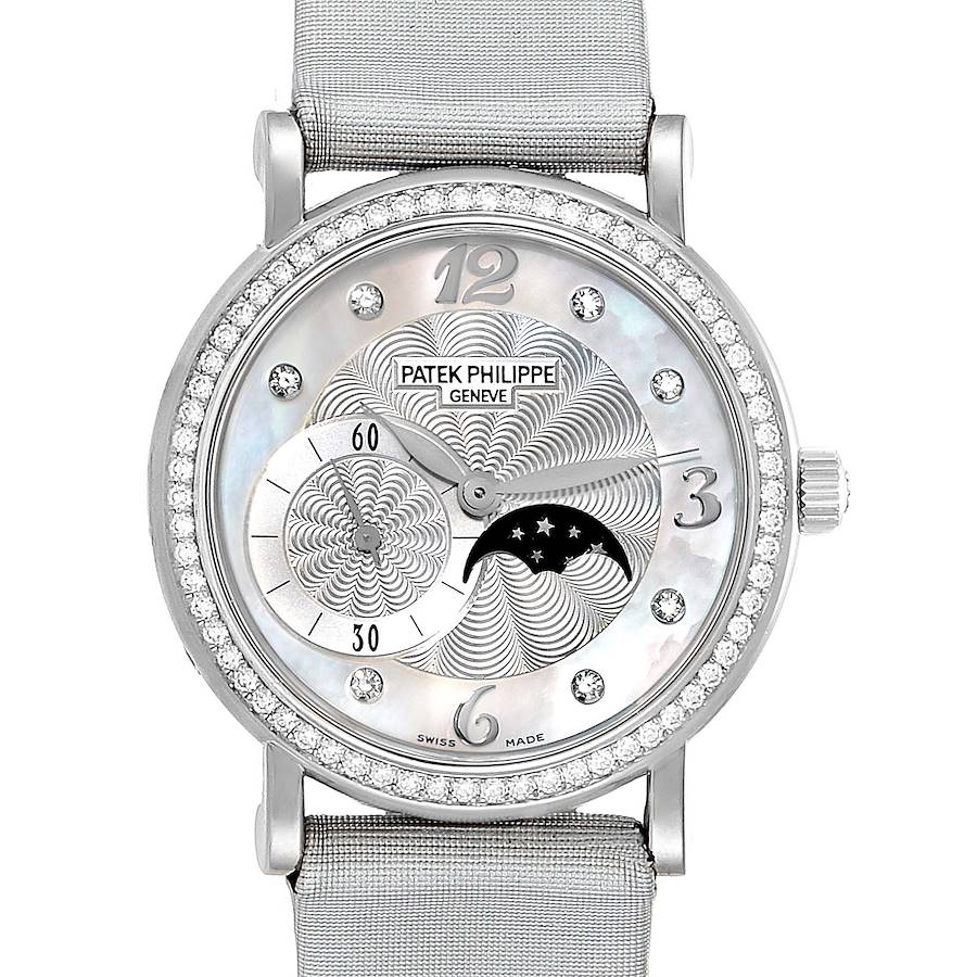 Patek Philippe Calatrava Moonphase White Gold Diamond Ladies Watch 4958 SwissWatchExpo