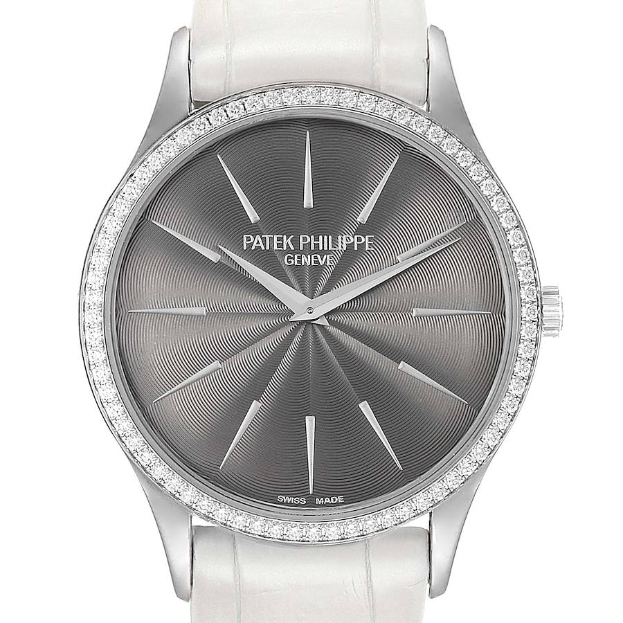 Patek Philippe Calatrava White Gold Grey Dial Diamond Ladies Watch 4898 SwissWatchExpo
