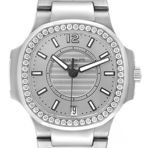 Photo of Patek Philippe Nautilus Steel Diamond Bezel Ladies Watch 7008A Box Papers