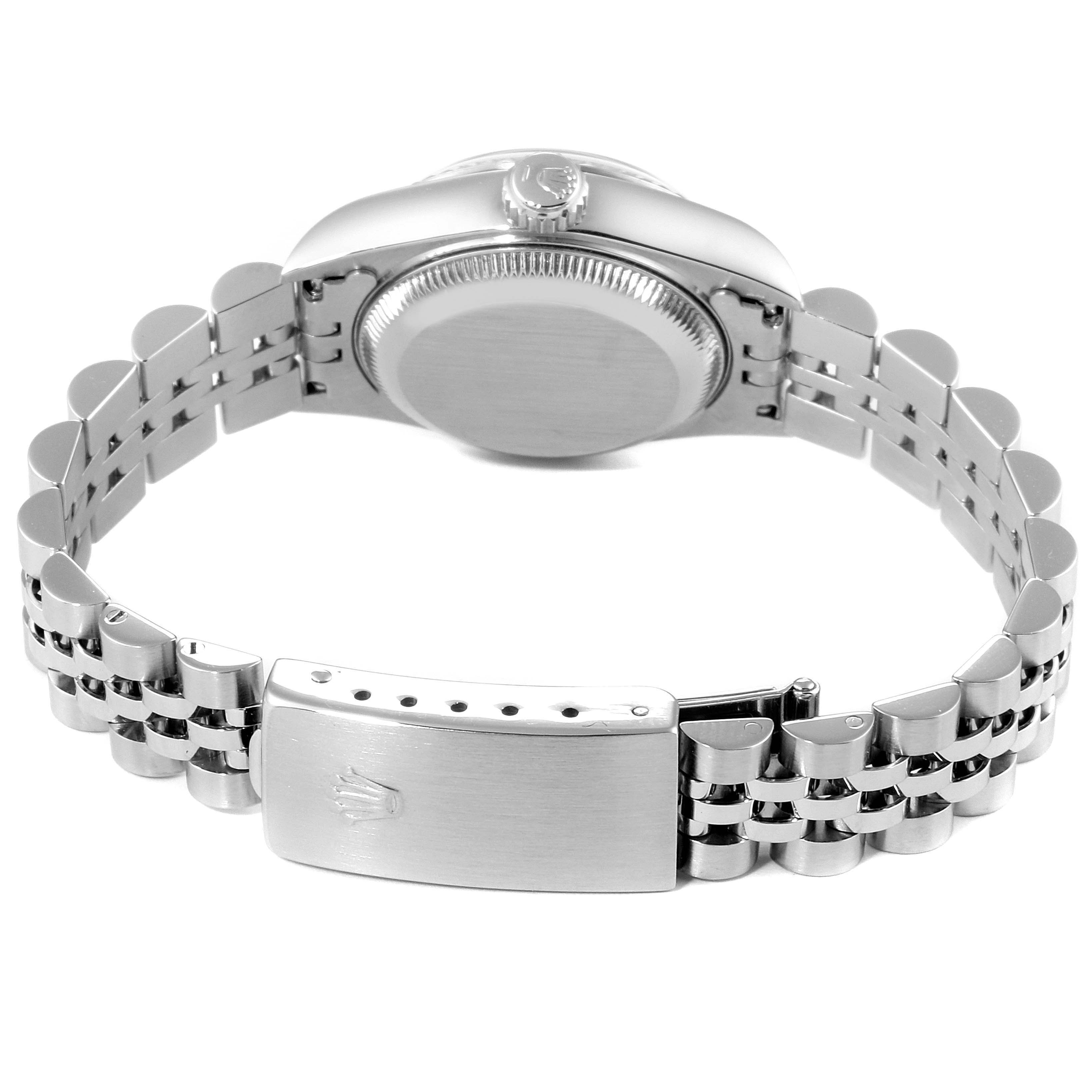 This image shows the back and bracelet clasp of a Rolex Datejust 69174 Women's Stainless Steel White Dial 69174 Women's Stainless Steel White Dial watch from a rear angle.