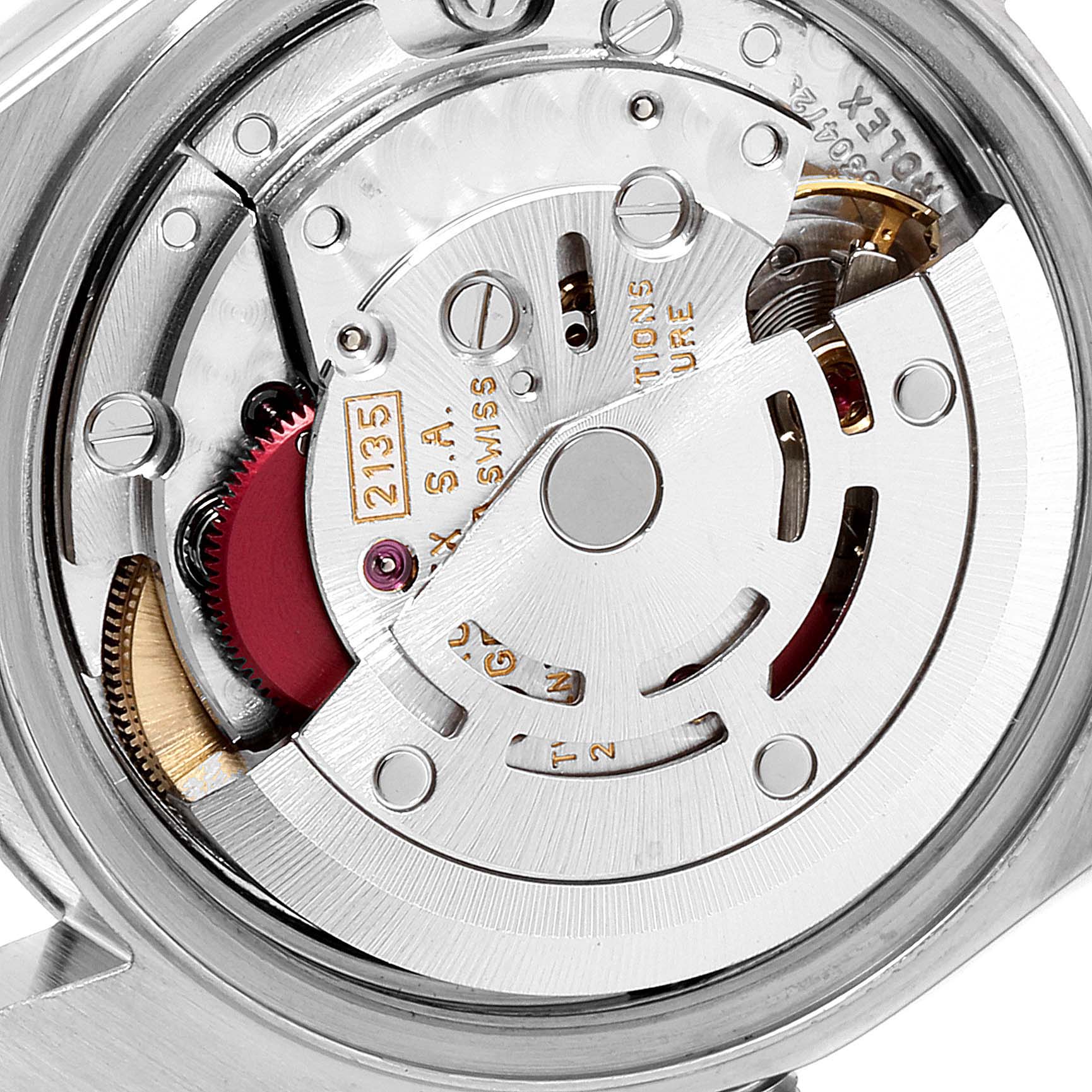 The image shows a close-up view of the internal movement mechanism of the Rolex Datejust 69174 Women's Stainless Steel White Dial 69174 Women's Stainless Steel White Dial watch.