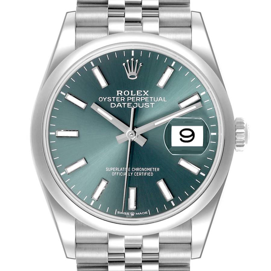 Rolex Datejust 36 Mint Green Dial Steel Mens Watch 126200 SwissWatchExpo