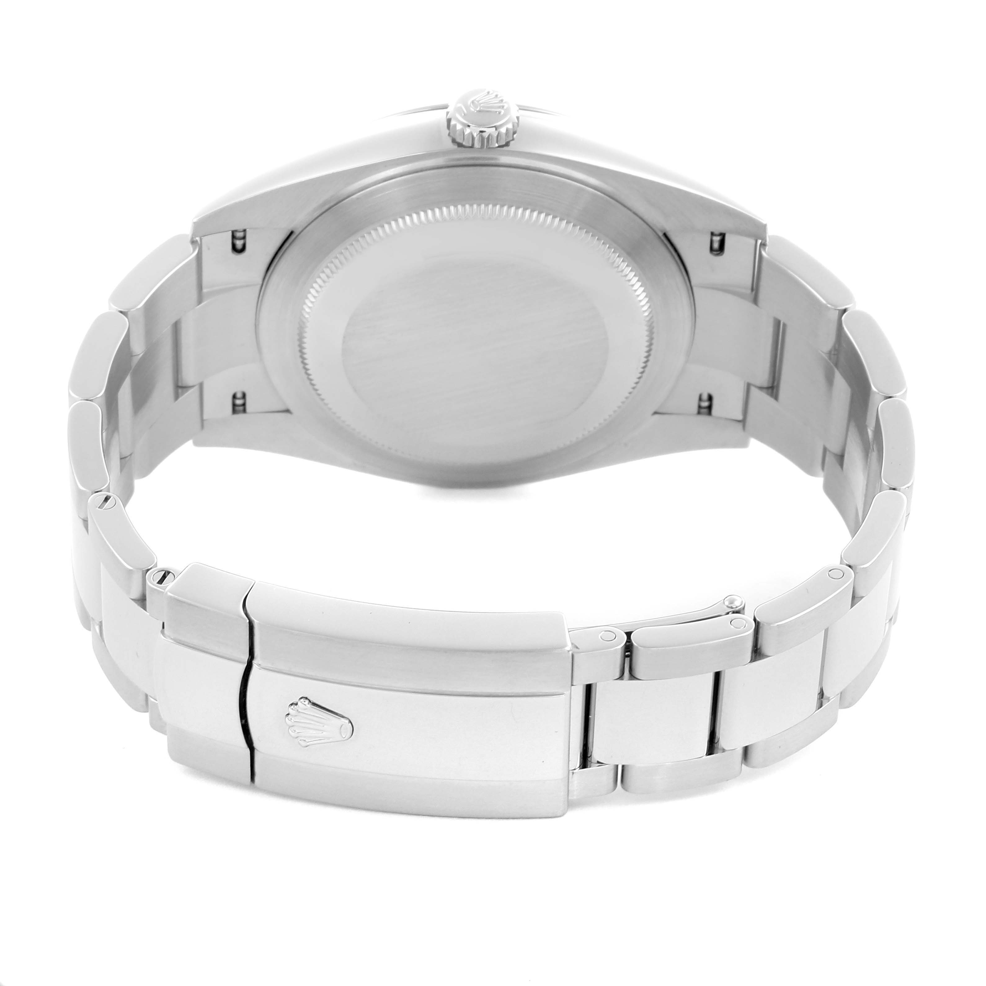 The image shows the back case and bracelet clasp of a Rolex Datejust 41 126300 Men's Stainless Steel Black Dial 126300 Men's Stainless Steel Black Dial watch from the rear angle.