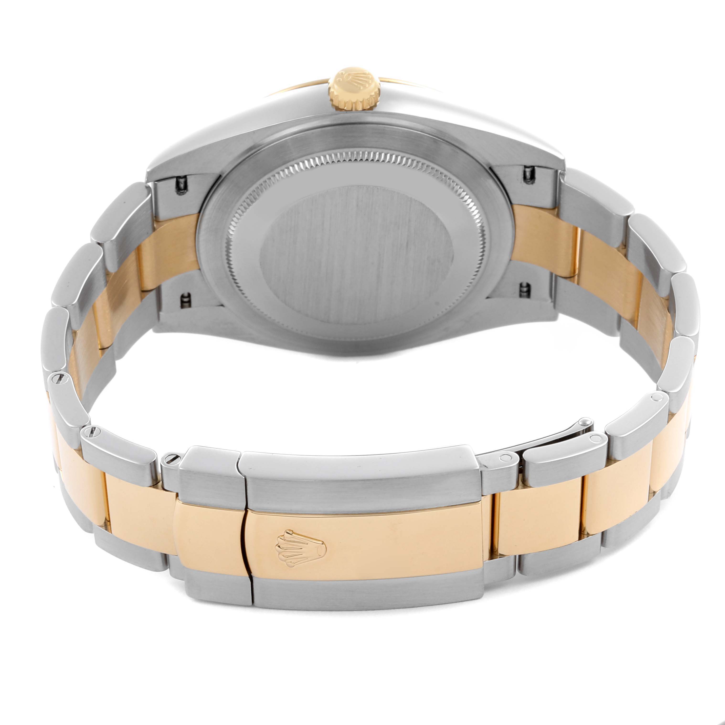 The image shows the back of a Rolex Datejust 41 126303 Men's Steel and Gold (two tone) White Dial 126303 Men's Steel and Gold (two tone) White Dial, highlighting the two-tone bracelet and clasp.