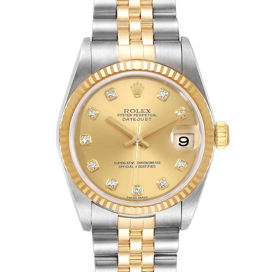 Rolex Datejust Midsize Steel Yellow Gold Diamond Ladies Watch 78273 SwissWatchExpo