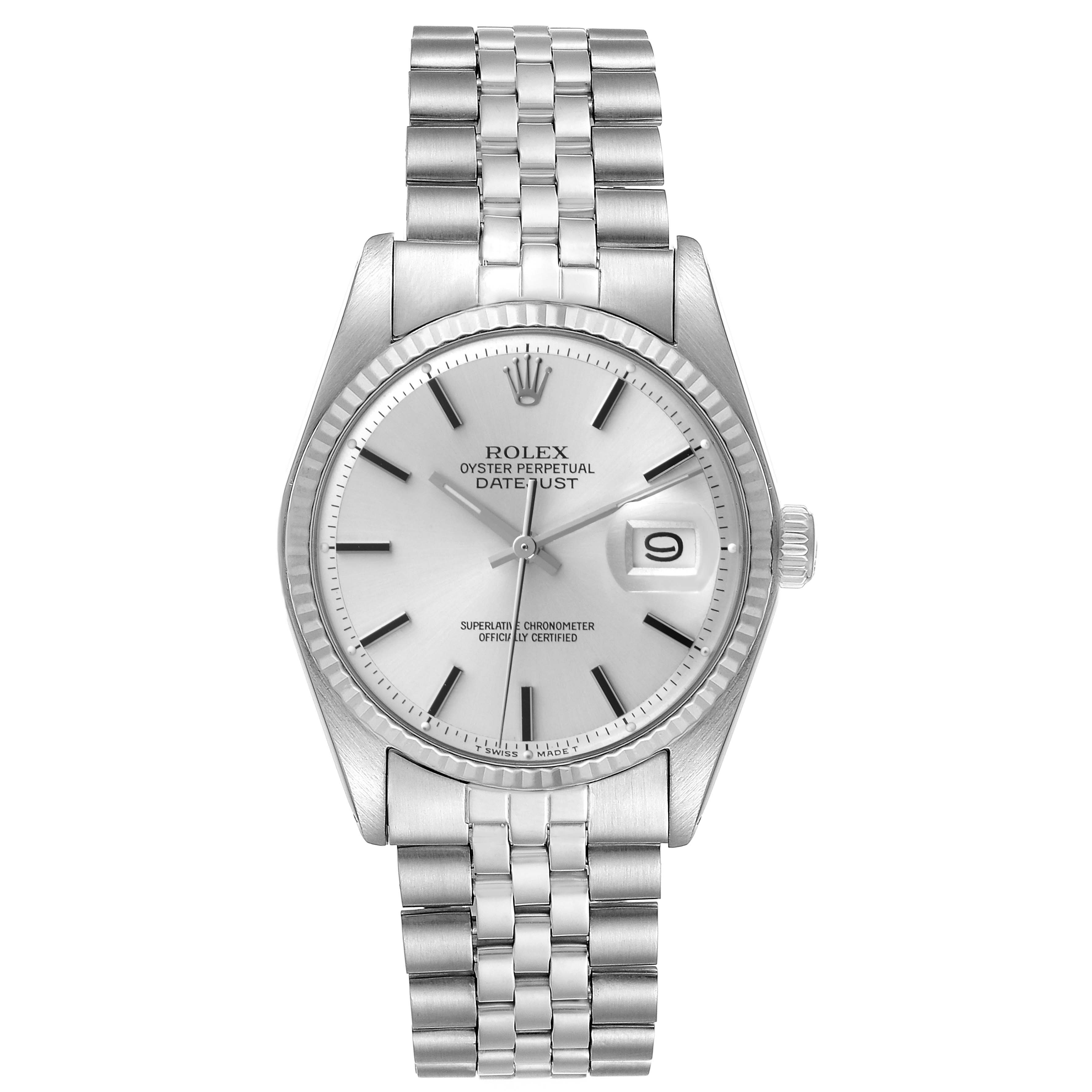 The Rolex Vintage Collection 1603 Men's Stainless Steel Silver Dial 1603 Men's Stainless Steel Silver Dial watch is shown from a front angle, featuring the dial and bracelet.