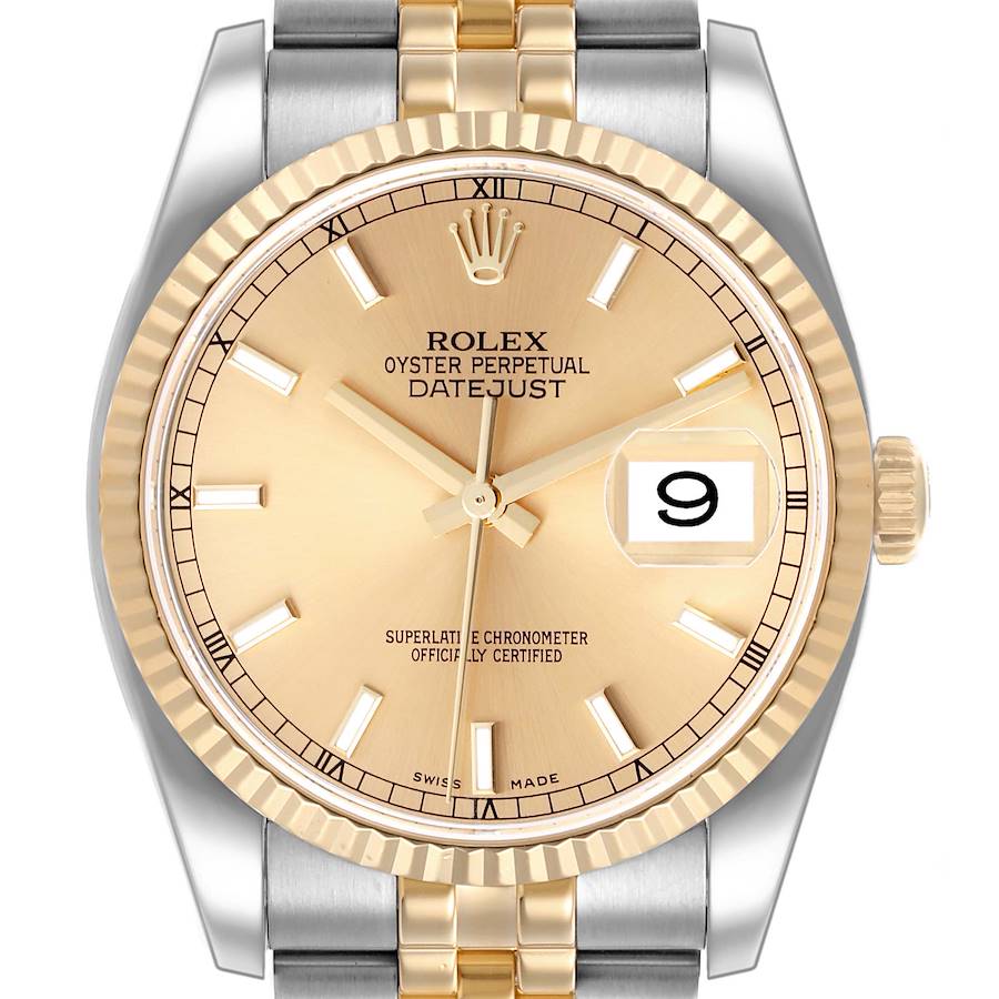 Rolex Datejust Steel Yellow Gold Champagne Dial Mens Watch 116233 SwissWatchExpo