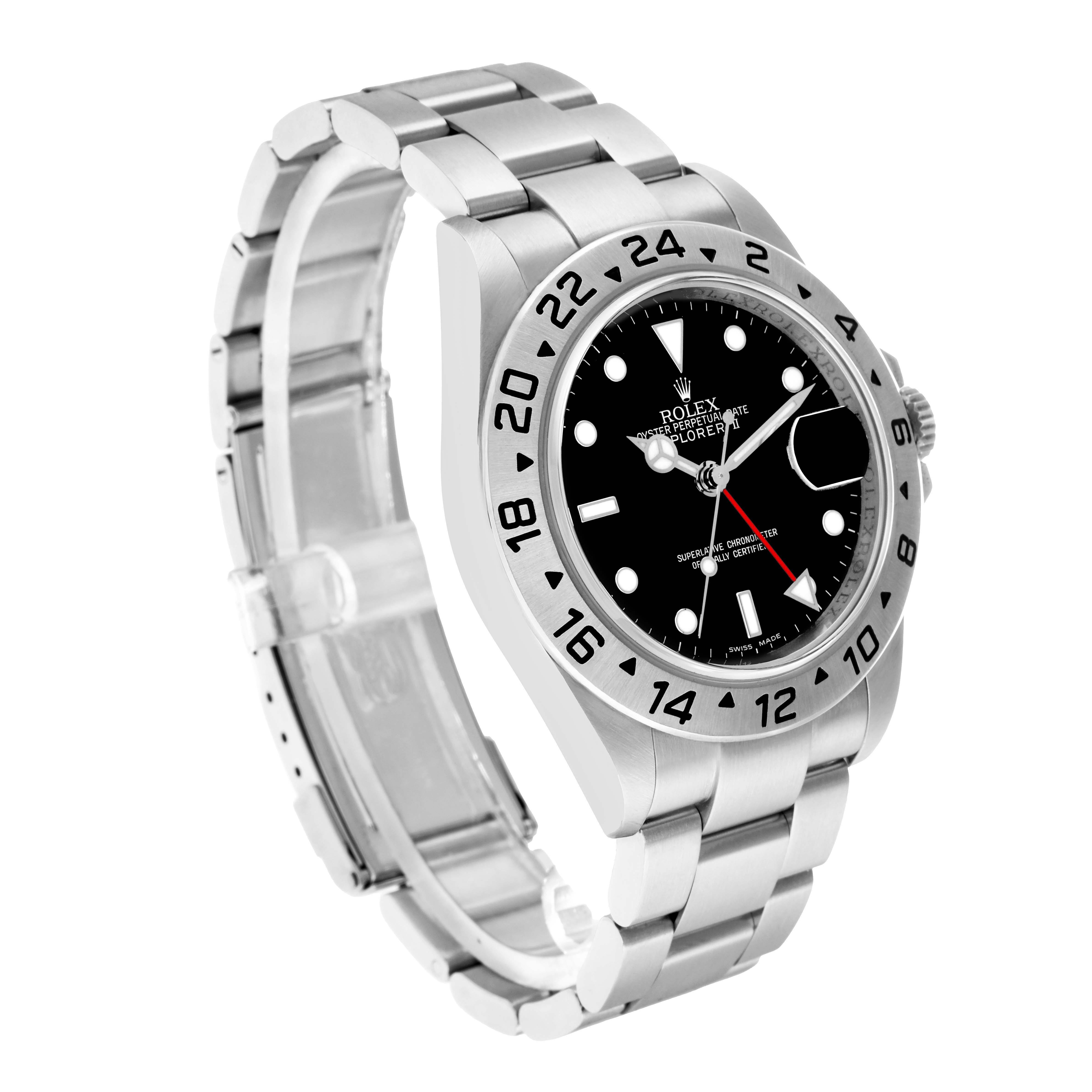 The Rolex Explorer 16570 Men
s Stainless Steel Black Dial watch is shown at a three-quarter angle, highlighting its bezel, dial, and bracelet.