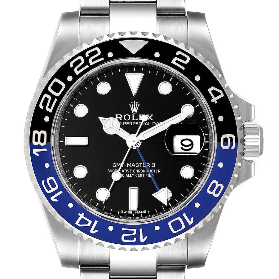 Rolex GMT Master II Batman Blue Black Ceramic Bezel Steel Watch 116710 Box Paper SwissWatchExpo