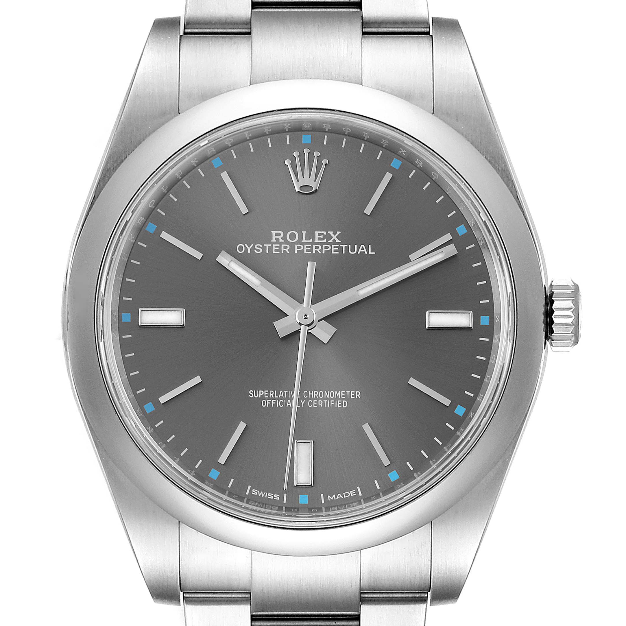 Rolex Oyster Perpetual 39 Rhodium Dial Steel Mens Watch 114300 Box Card ...