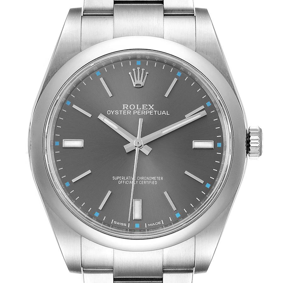 Rolex Oyster Perpetual 39 Rhodium Dial Steel Mens Watch 114300 Box Card SwissWatchExpo