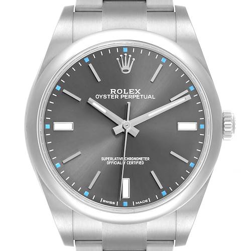 Photo of Rolex Oyster Perpetual 39mm Rhodium Dial Steel Mens Watch 114300