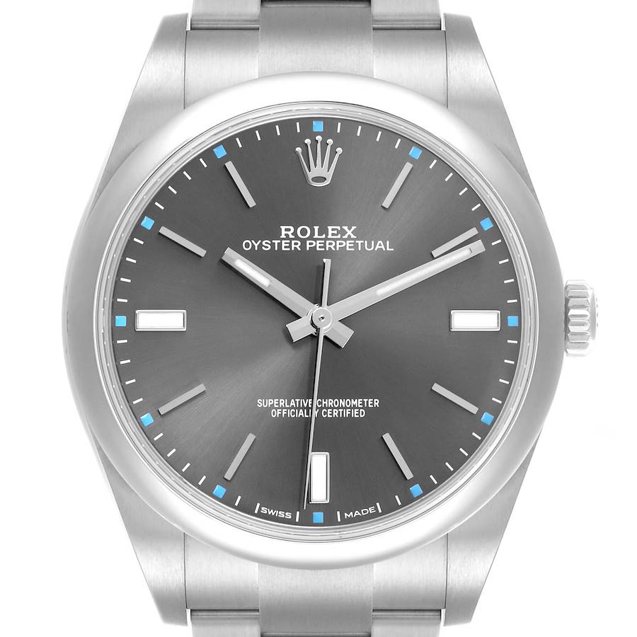 Rolex Oyster Perpetual 39mm Rhodium Dial Steel Mens Watch 114300 SwissWatchExpo