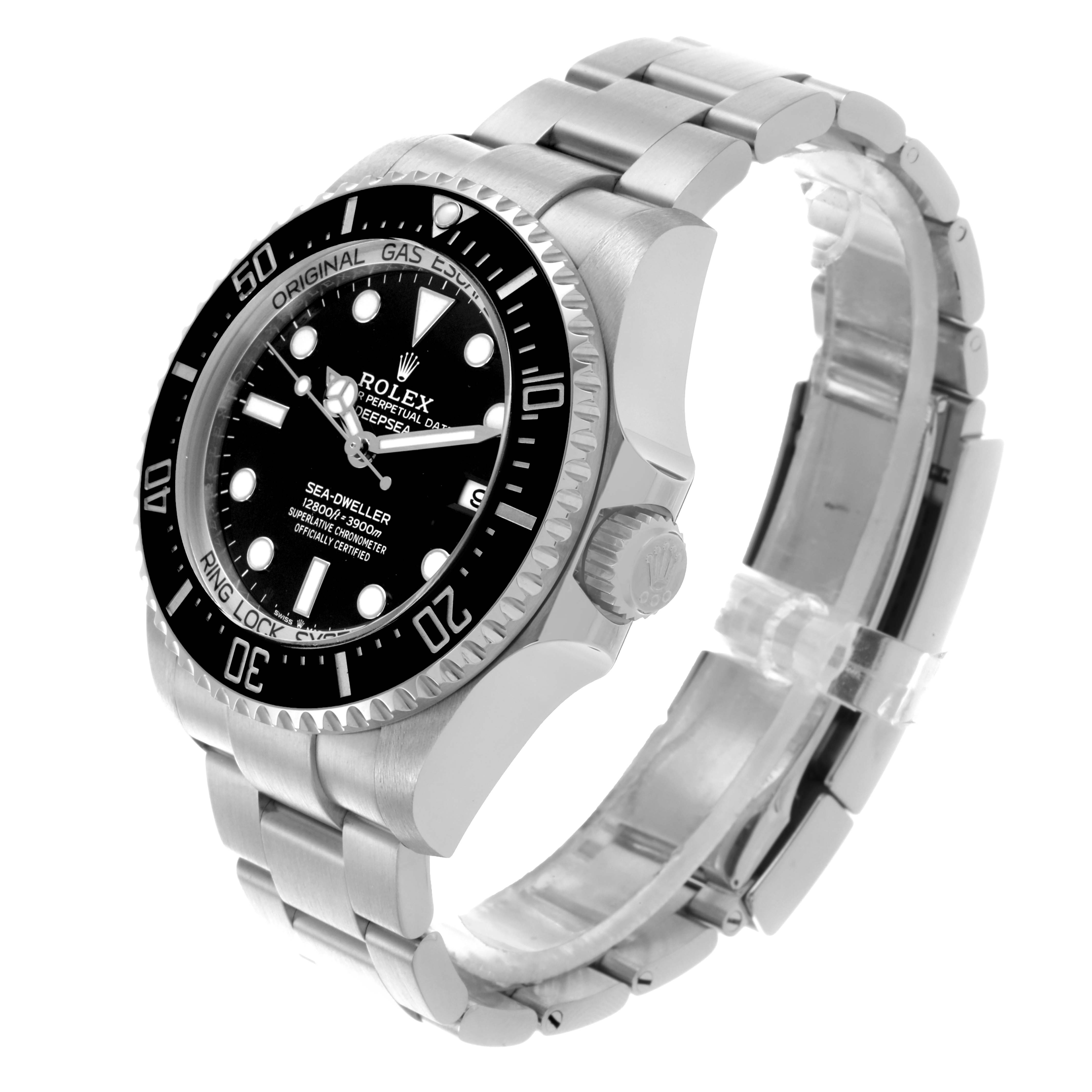 The Rolex Sea-Dweller 136660 Men
s Stainless Steel Black Dial 136660 Men
s Stainless Steel Black Dial watch is shown from a front-right angle, highlighting the bezel, dial, and bracelet.