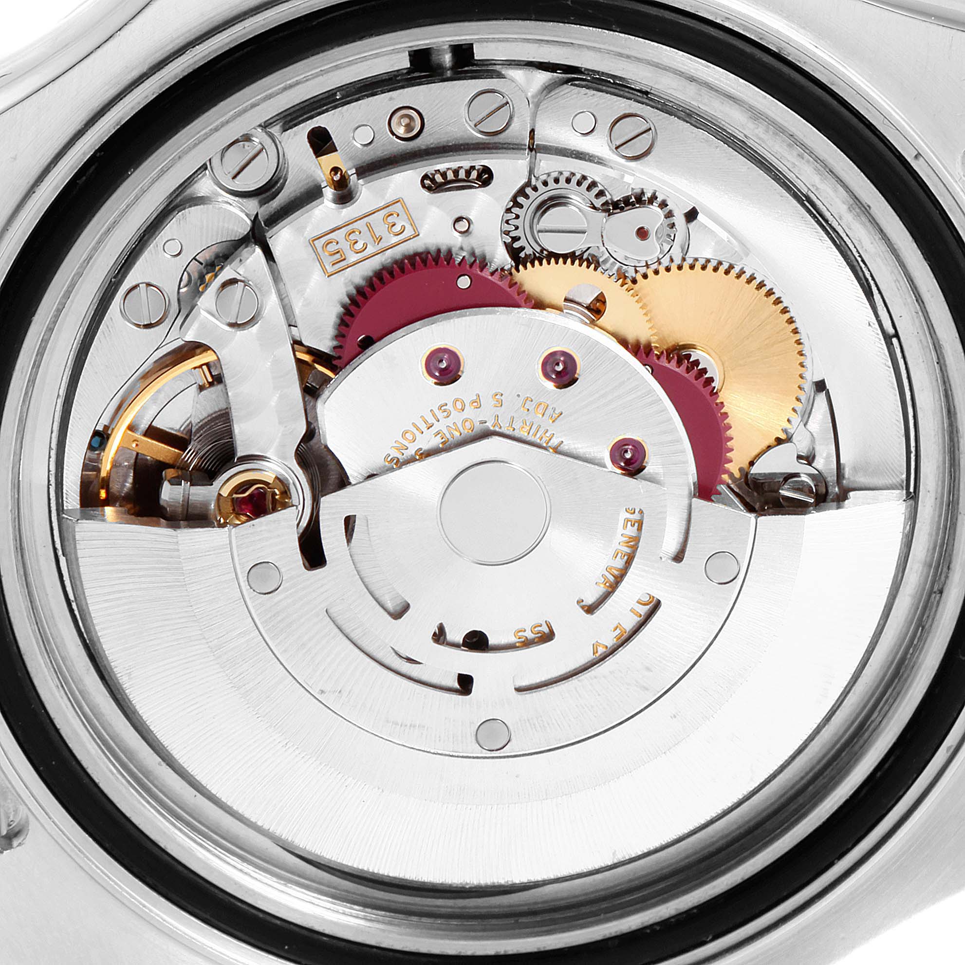 This image shows the internal mechanical movement of the Rolex Yacht-Master 16623 Men's Steel and Gold (two tone) Blue Dial 16623 Men's Steel and Gold (two tone) Blue Dial watch, viewed from the back.