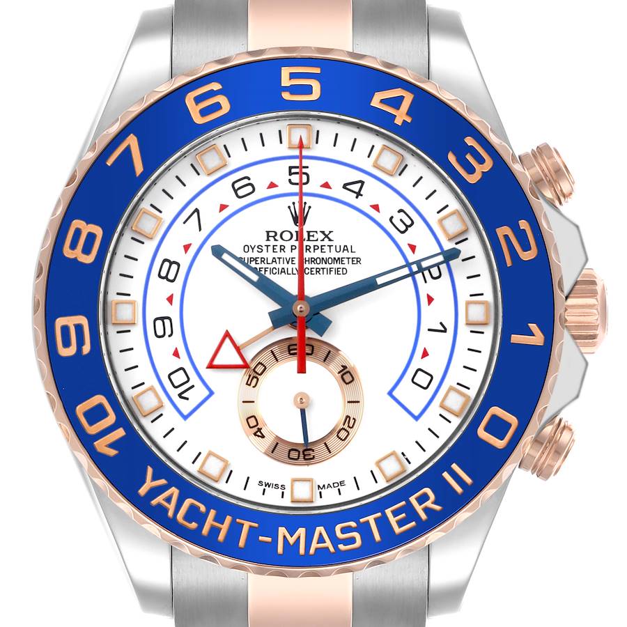 Rolex Yachtmaster II Steel Rose Gold Mens Watch 116681 Box Card SwissWatchExpo