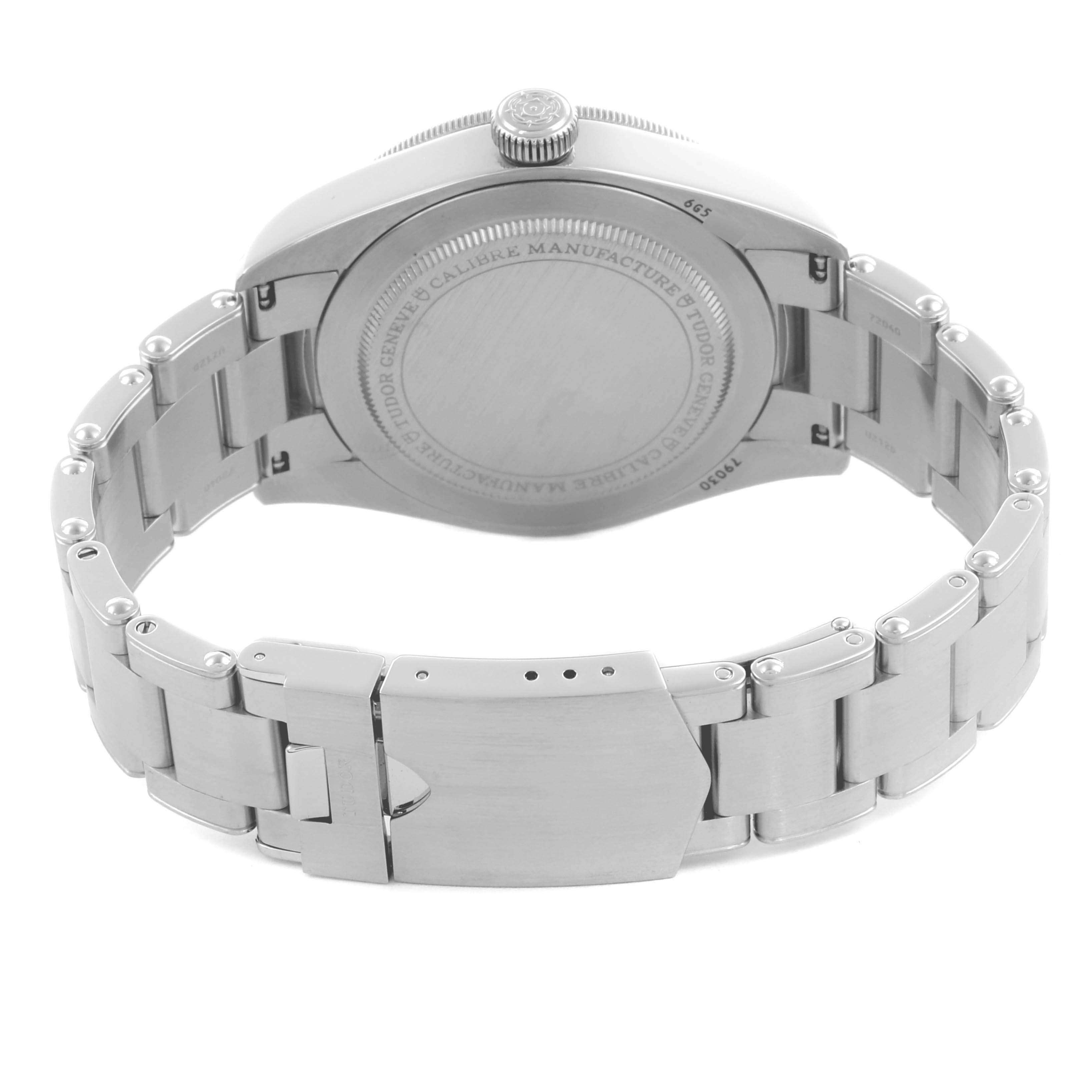 The image shows the back case and bracelet of the Tudor Heritage Black Bay 79030 Men's Stainless Steel Black Dial 79030 Men's Stainless Steel Black Dial watch.