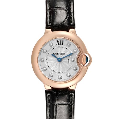 Photo of Cartier Ballon Bleu 28 Rose Gold Silver Diamond Dial Ladies Watch W6900256