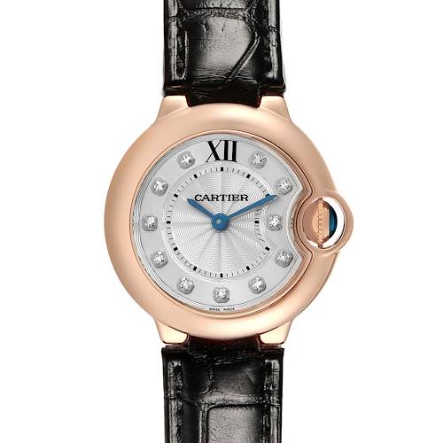 Photo of Cartier Ballon Bleu 28 Rose Gold Silver Diamond Dial Ladies Watch WE902050