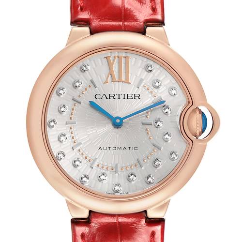Photo of Cartier Ballon Bleu Rose Gold Diamond Mens Watch WGBB0053 Card