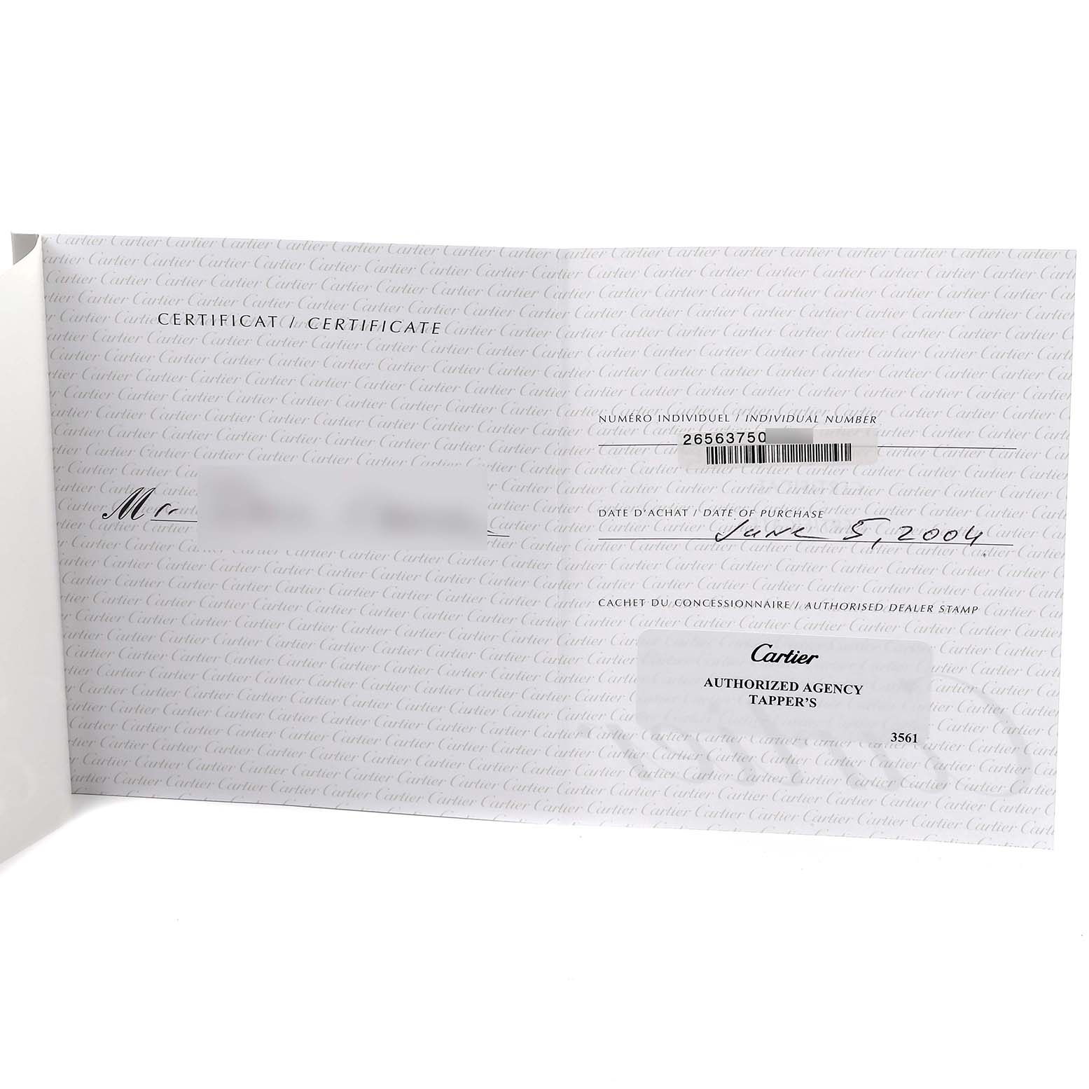 This image shows the certificate of Best Quality
ity for a Cartier Santos W20073X8 Men
s Stainless Steel Silver Dial W20073X8 Men
s Stainless Steel Silver Dial watch.