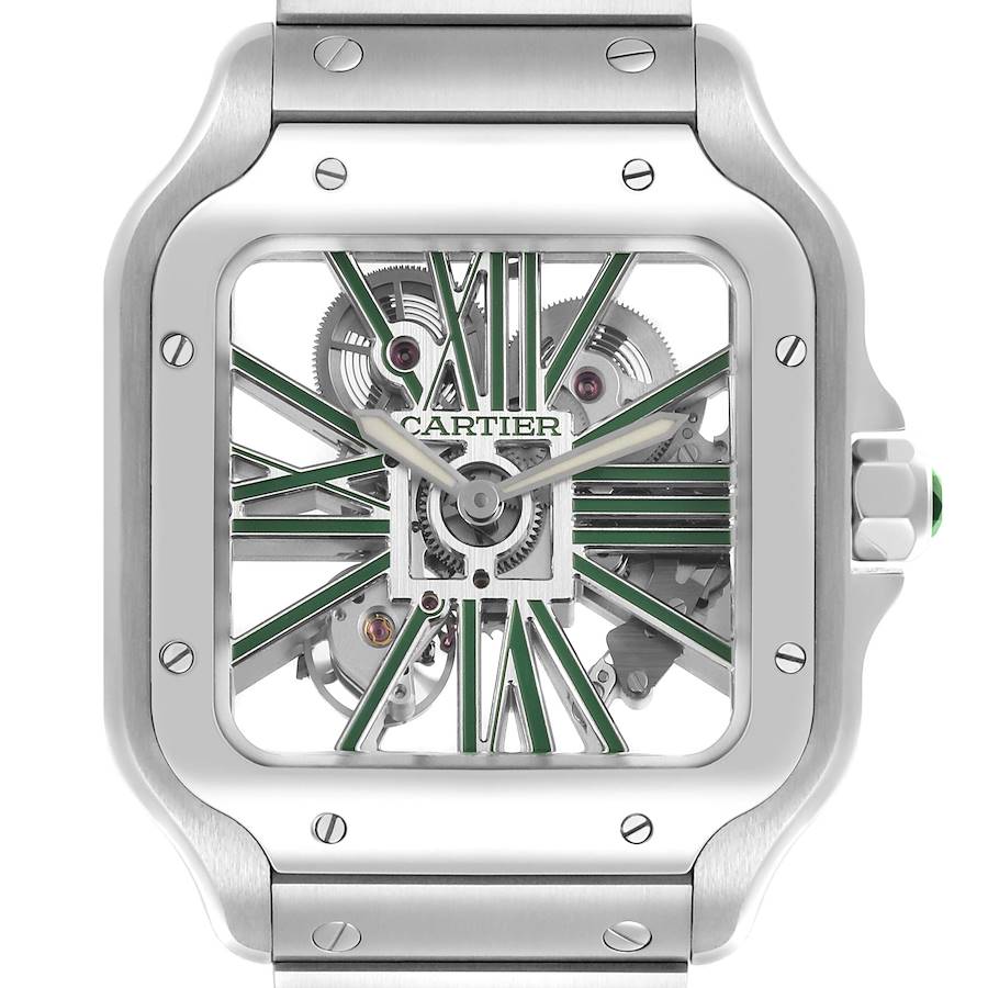 Cartier Skeleton Horloge Santos Steel Mens Watch WHSA0028 Box Card SwissWatchExpo