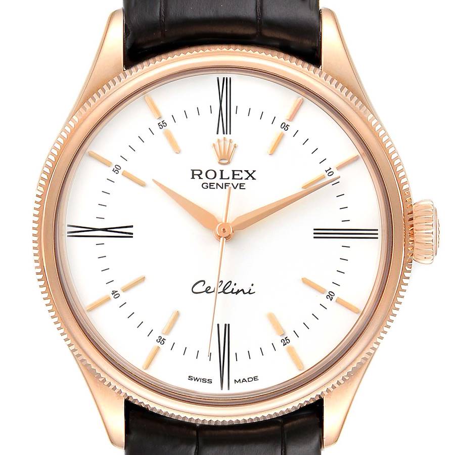 Rolex Cellini Time 18K EveRose Gold White Dial Mens Watch 50505 Unworn SwissWatchExpo