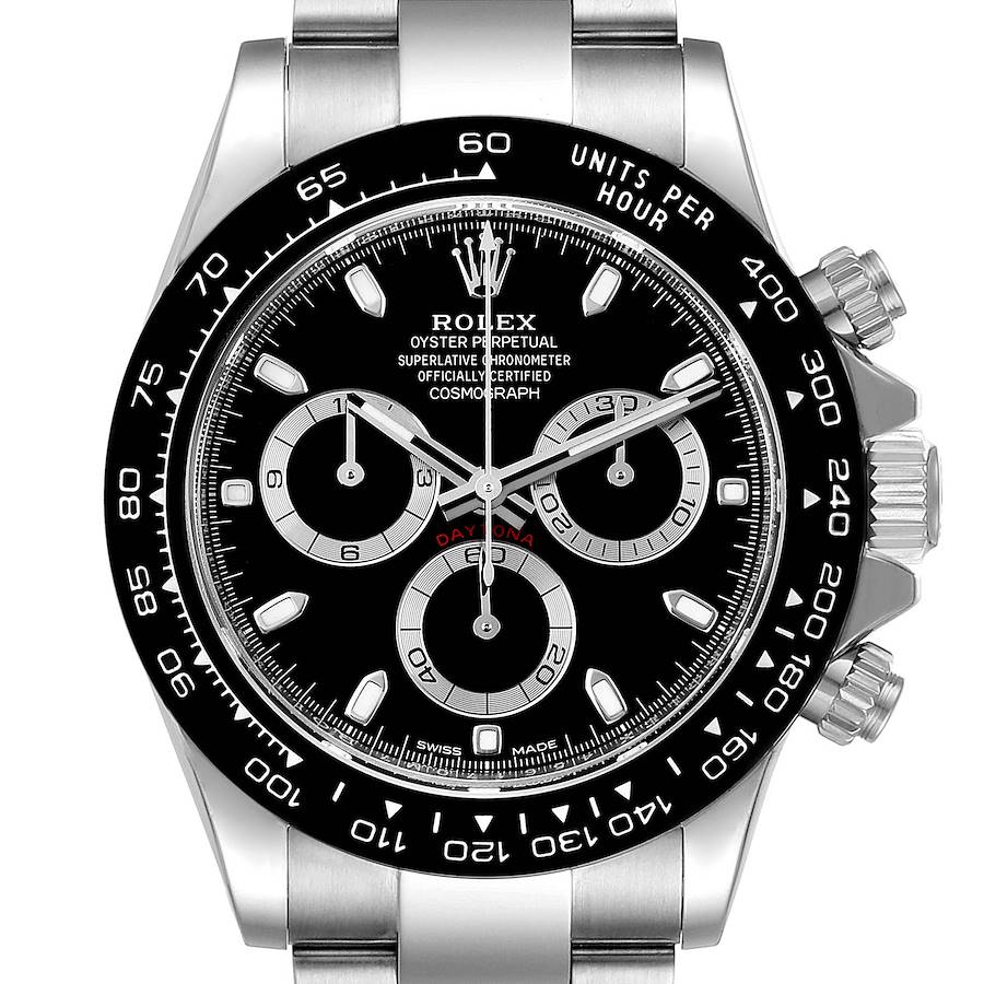 Rolex Cosmograph Daytona Ceramic Bezel Black Dial Mens Watch 116500 Unworn SwissWatchExpo