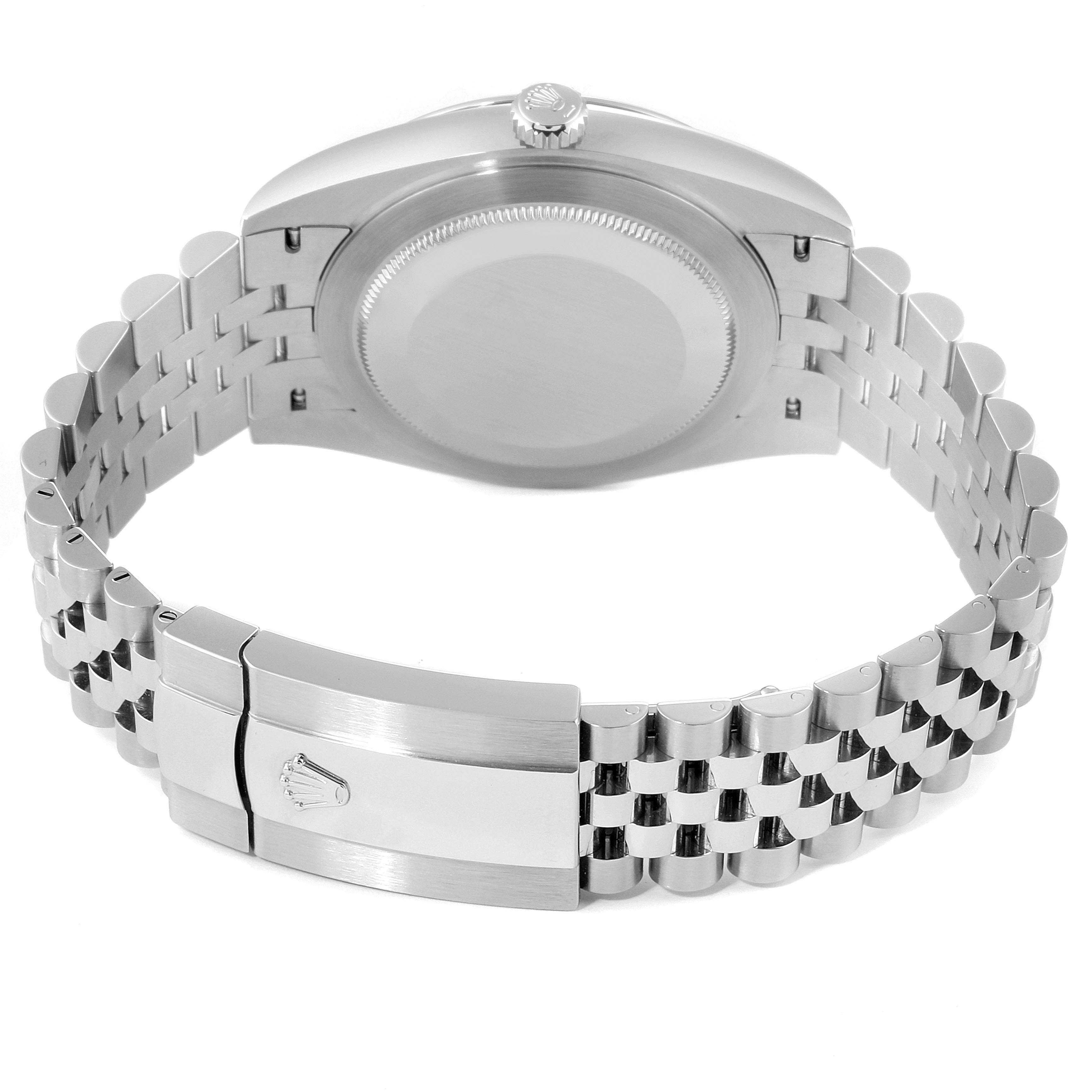 This image shows the back case and bracelet clasp of the Rolex Datejust 41 126300 Men's Stainless Steel Blue Dial 126300 Men's Stainless Steel Blue Dial watch from a rear angle.