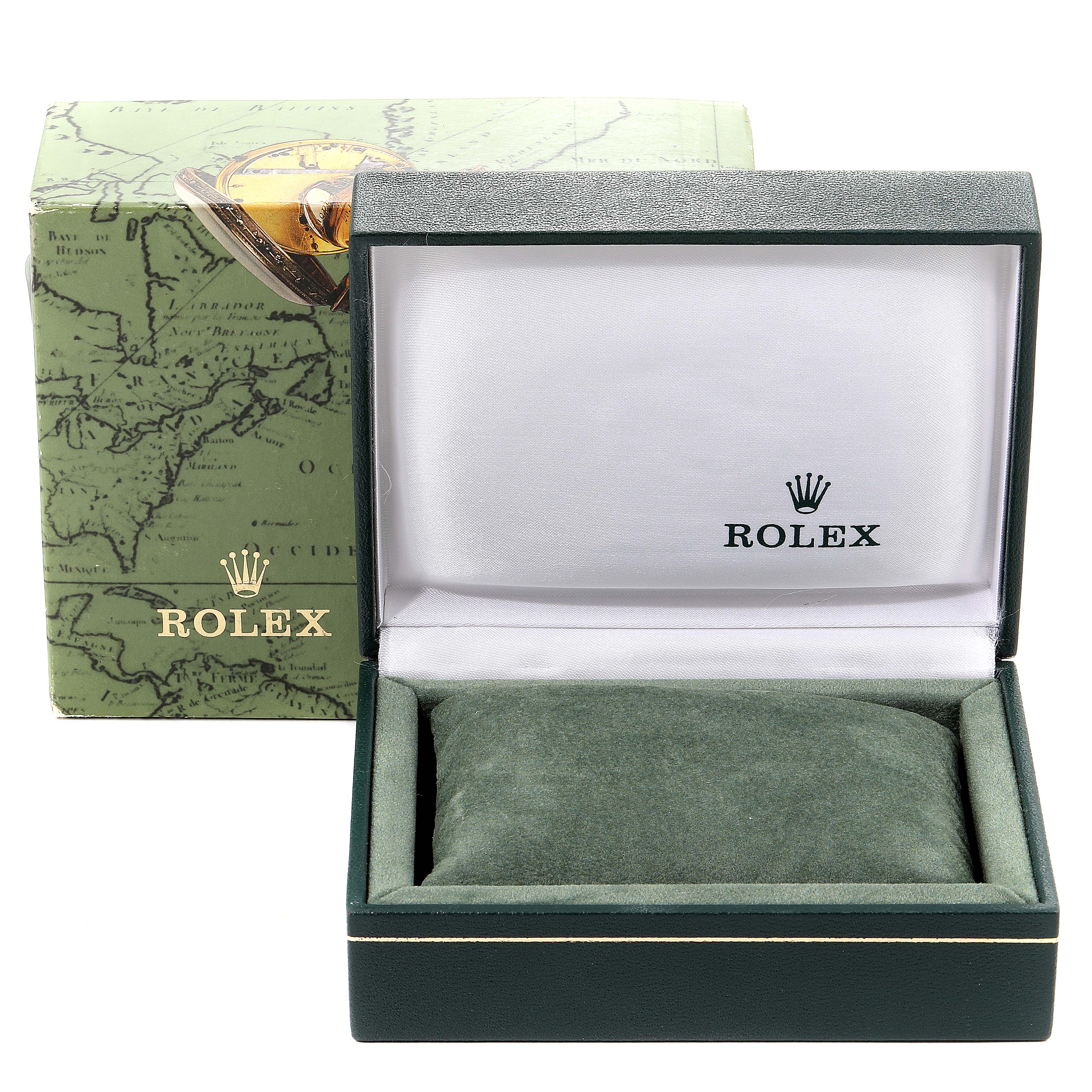 The image shows an open Rolex Datejust 6917 Women's Stainless Steel Silver Dial 6917 Women's Stainless Steel Silver Dial watch box and the outer packaging box.