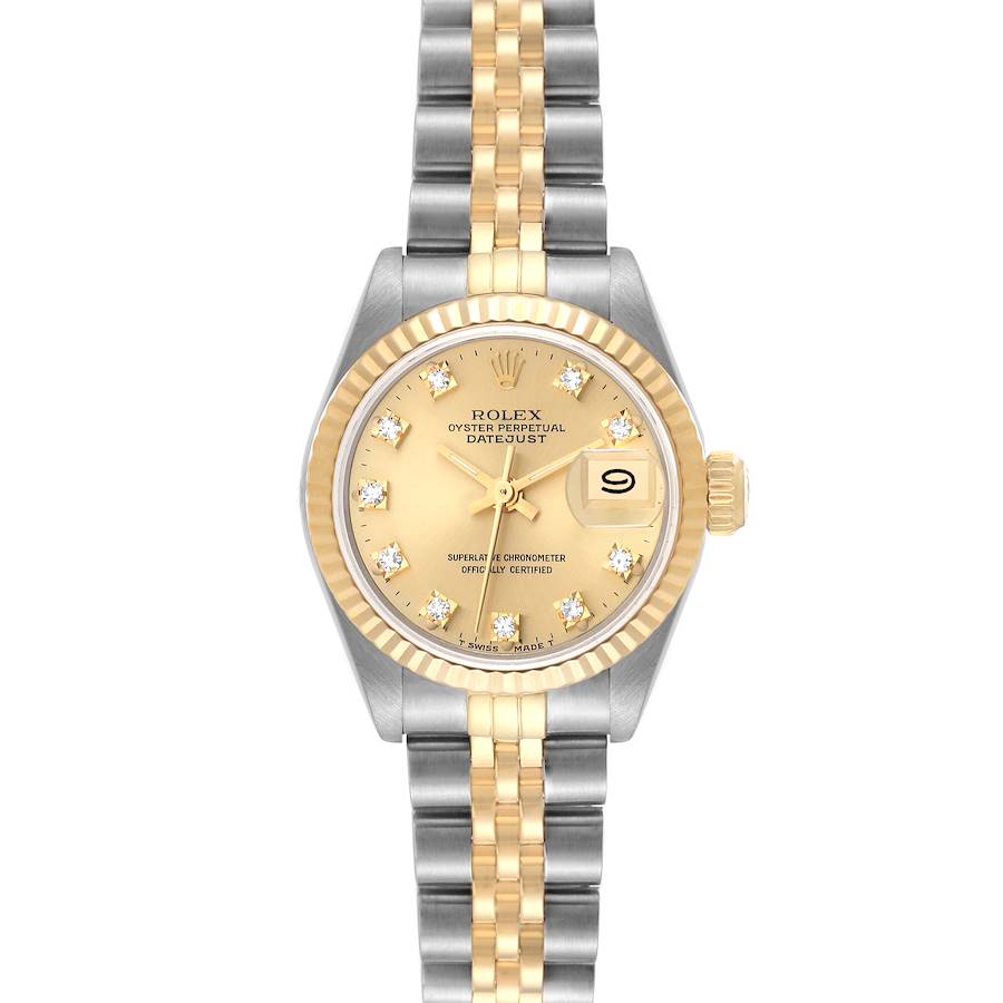 Rolex Datejust Steel Yellow Gold Diamond Dial Ladies Watch 69173 SwissWatchExpo