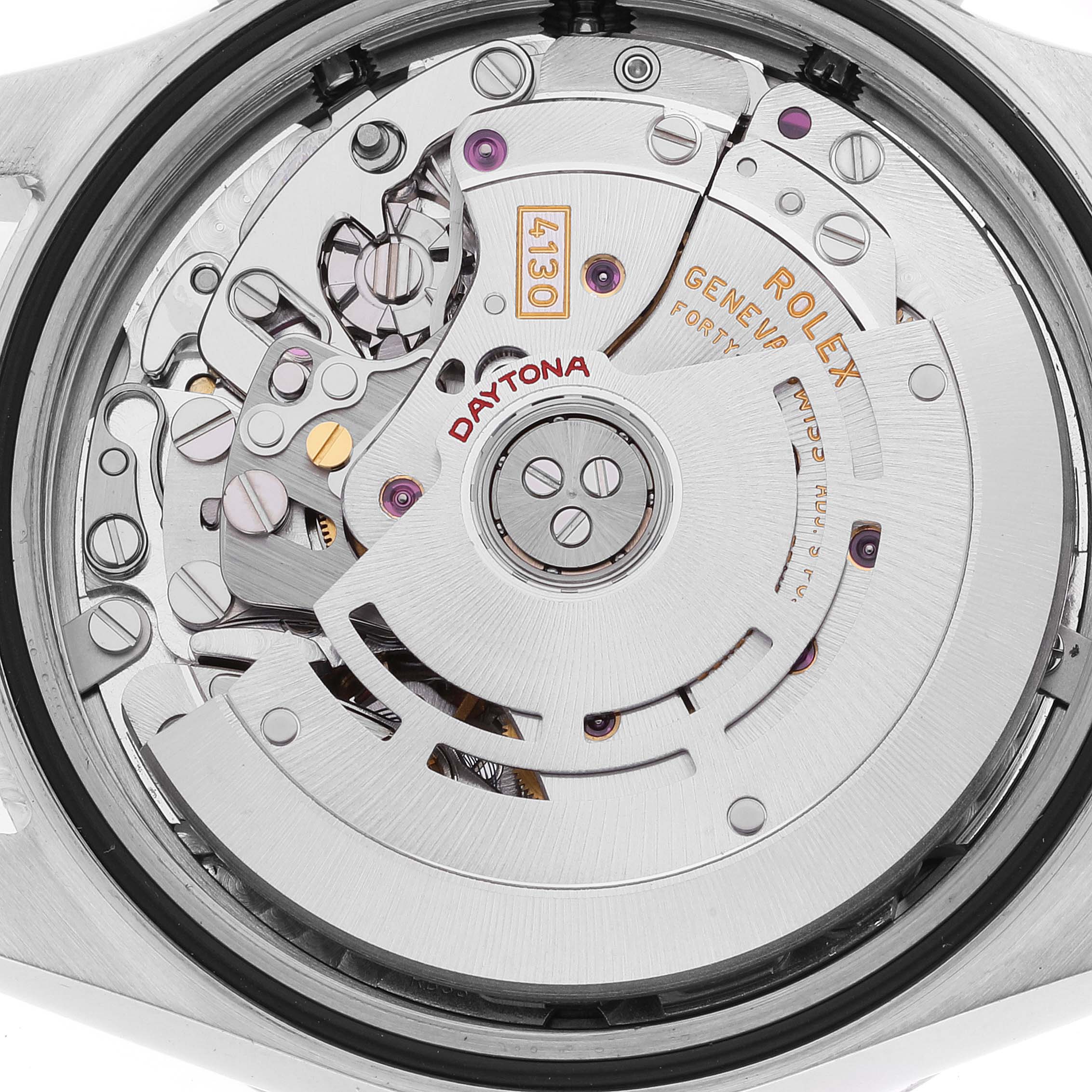 This image shows the intricate internal mechanism of the Rolex Daytona 116520 Men's Stainless Steel White Dial 116520 Men's Stainless Steel White Dial watch from a top-down angle.