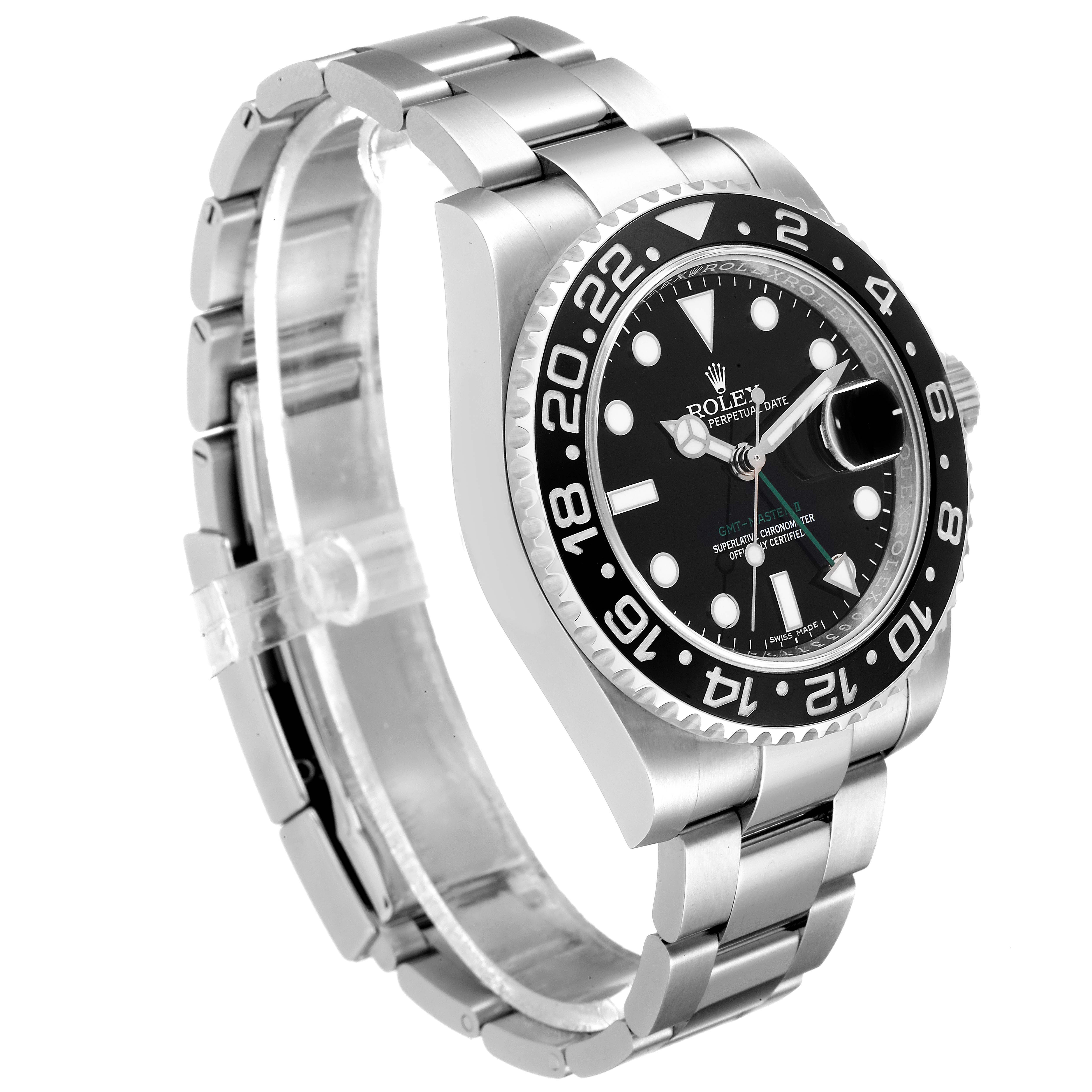 The image shows a Rolex GMT-Master 116710 Men
s Stainless Steel Black Dial 116710 Men
s Stainless Steel Black Dial watch at a three-quarter angle, highlighting the bezel, dial, bracelet, and crown.
